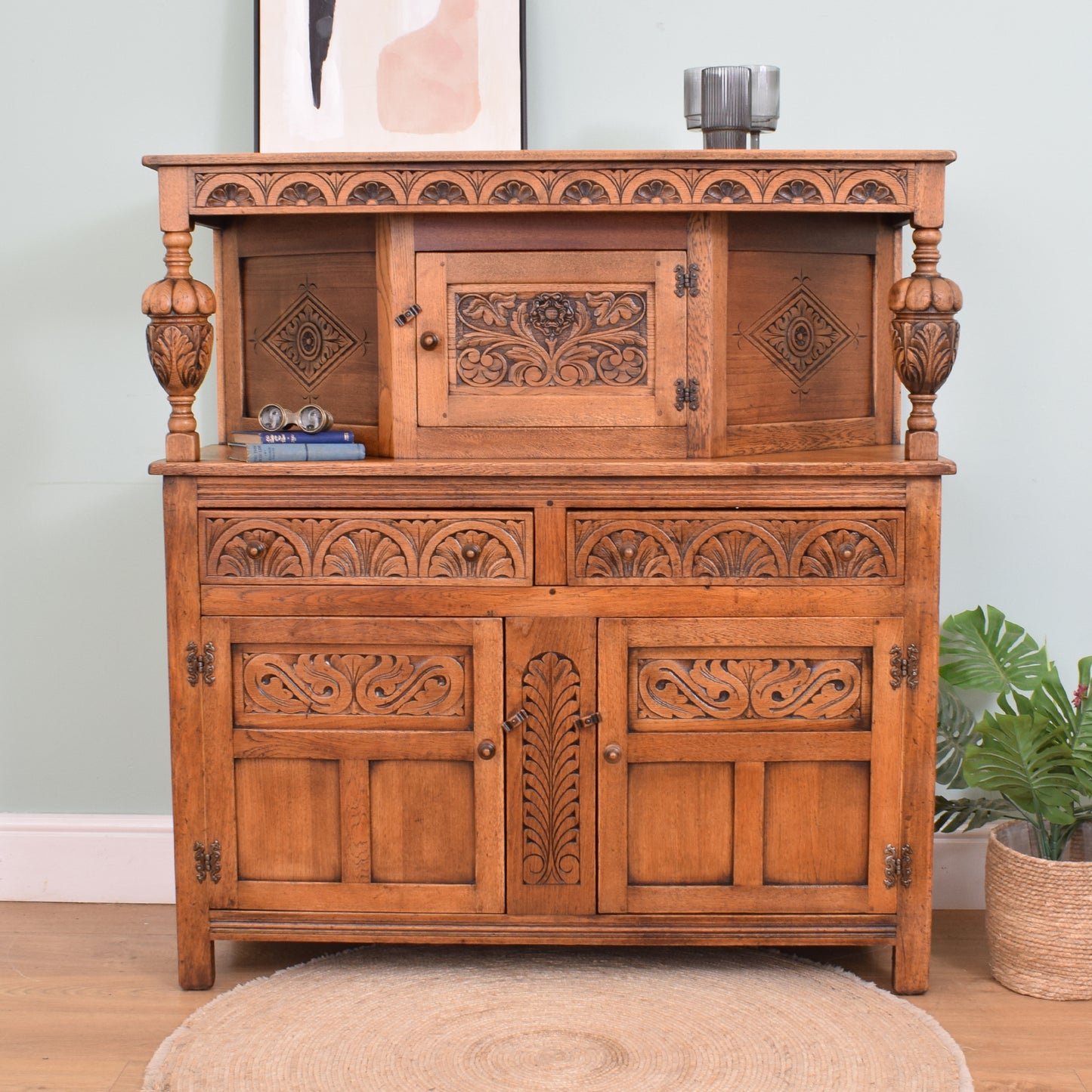 Carved Oak Court Cabinet
