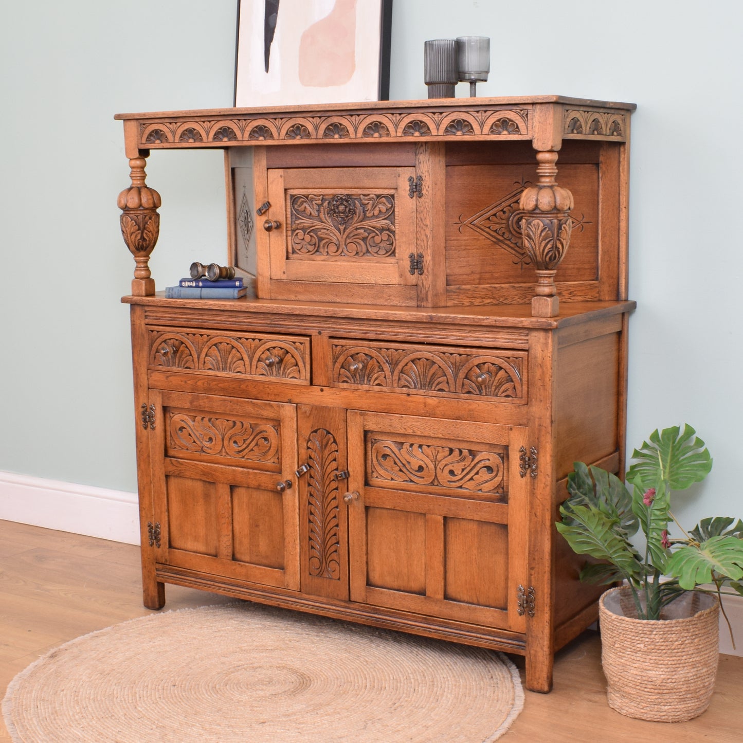 Carved Oak Court Cabinet