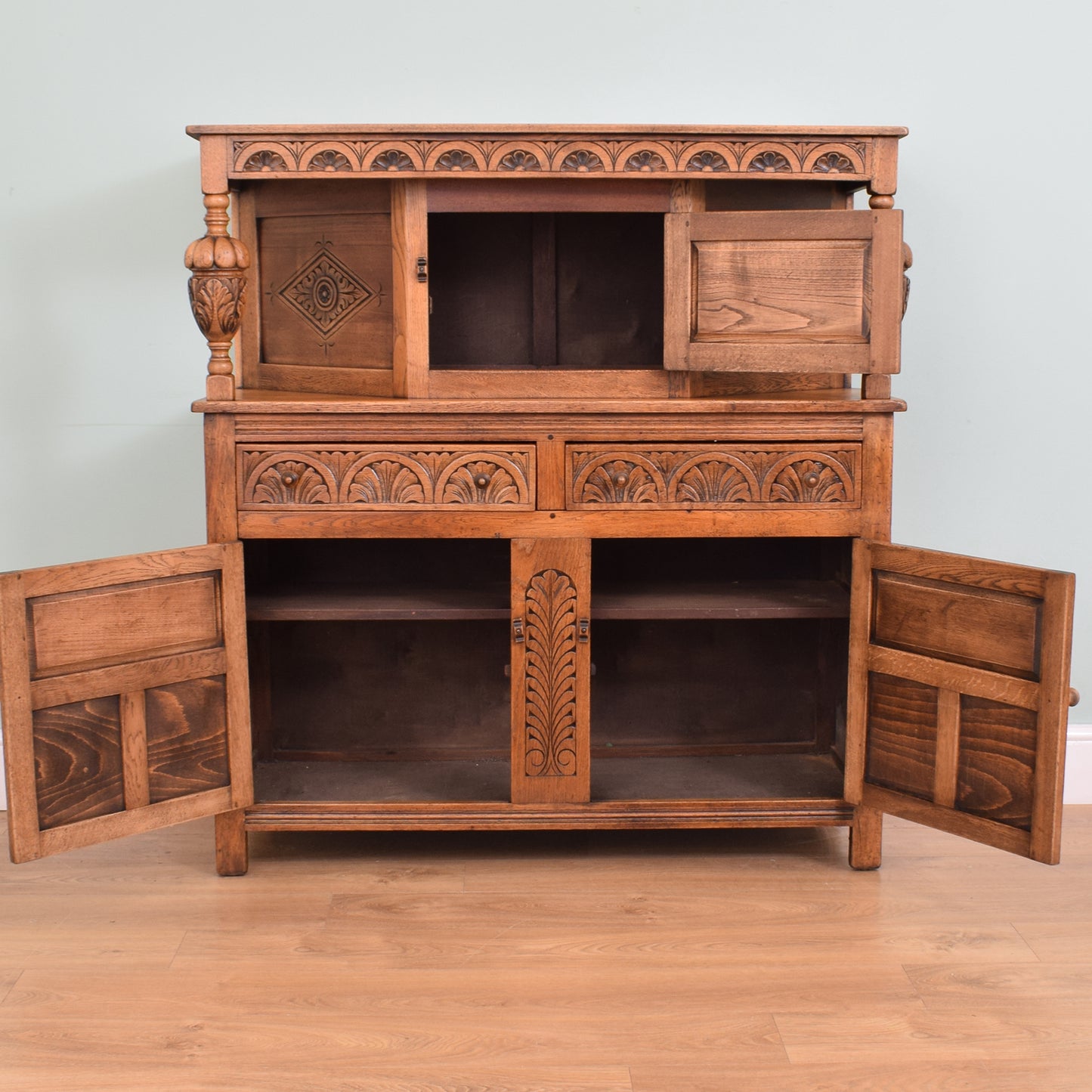 Carved Oak Court Cabinet