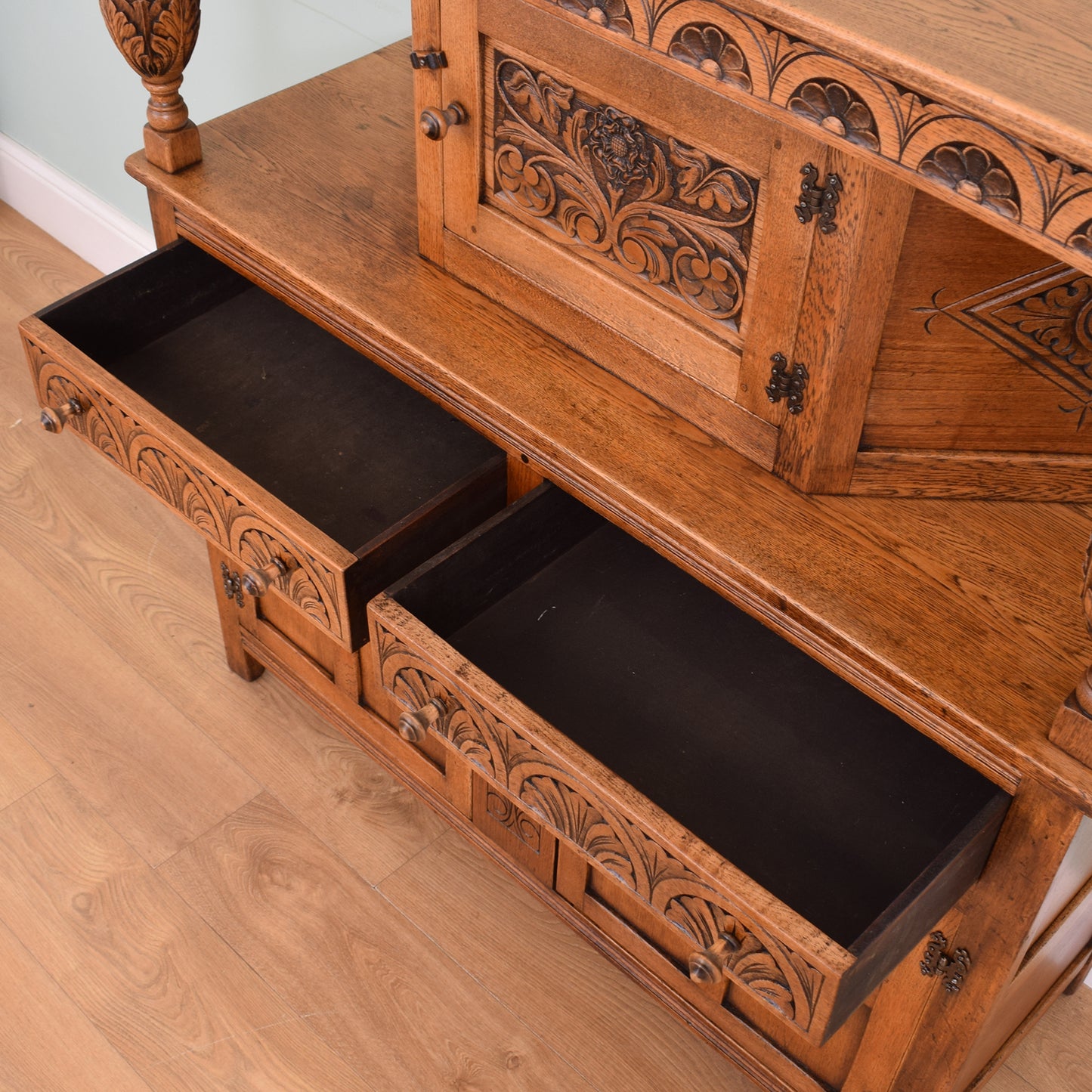Carved Oak Court Cabinet