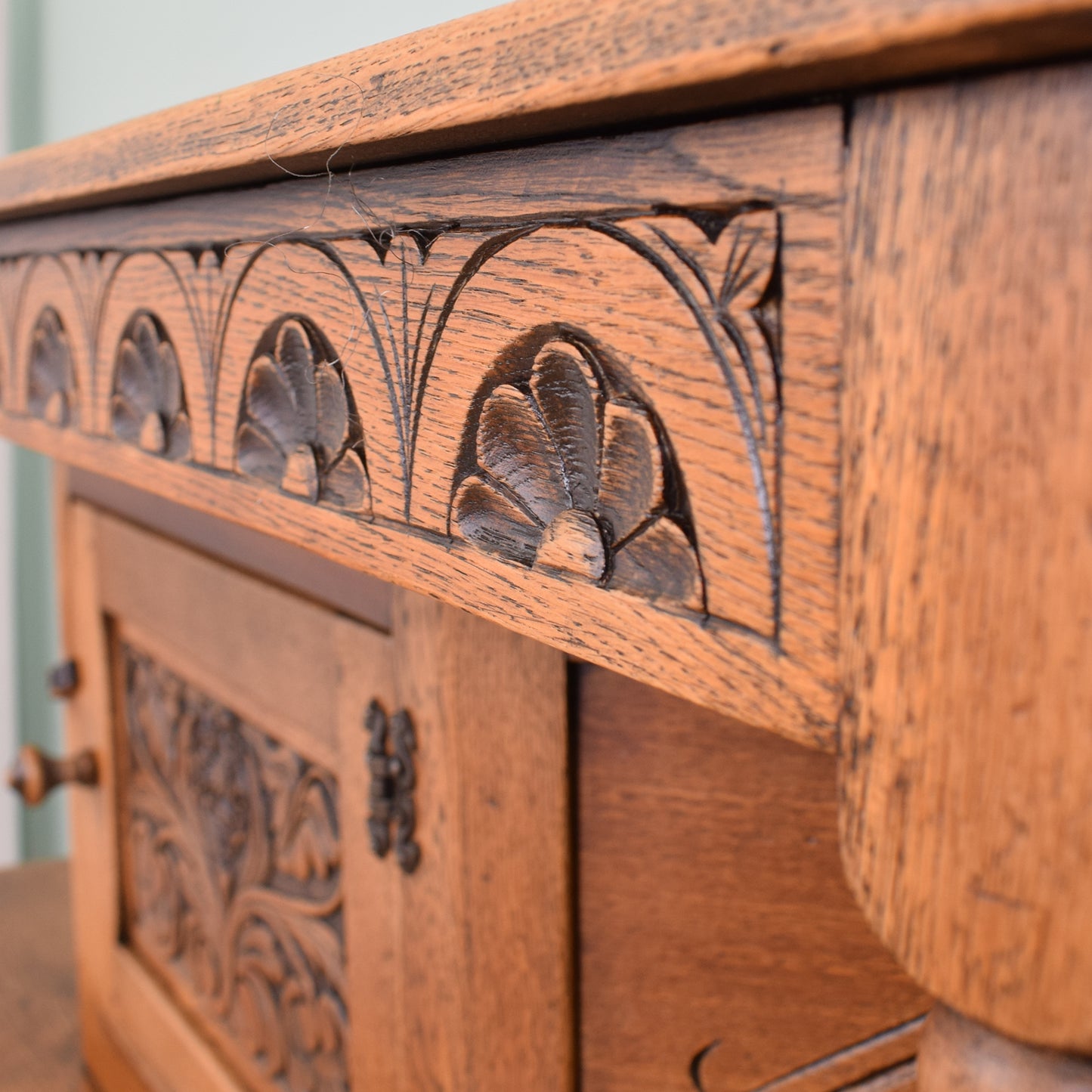 Carved Oak Court Cabinet