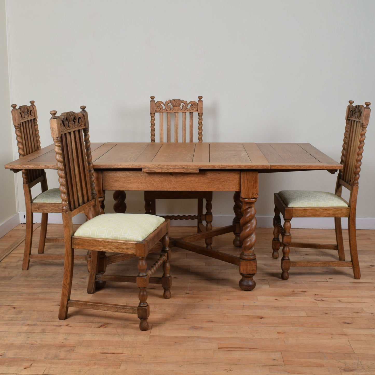 Oak Barley Twist Table and Four