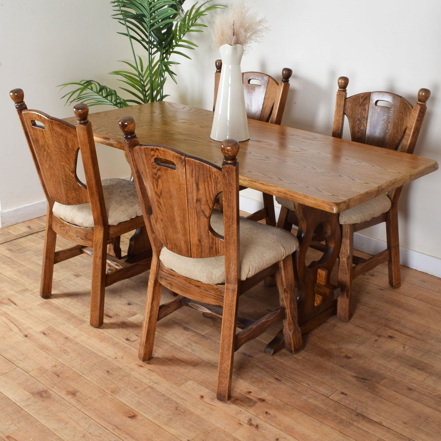 Oak Dining Table and Four Chairs