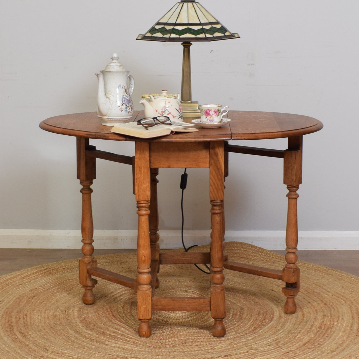 Restored Oak Drop Leaf Table