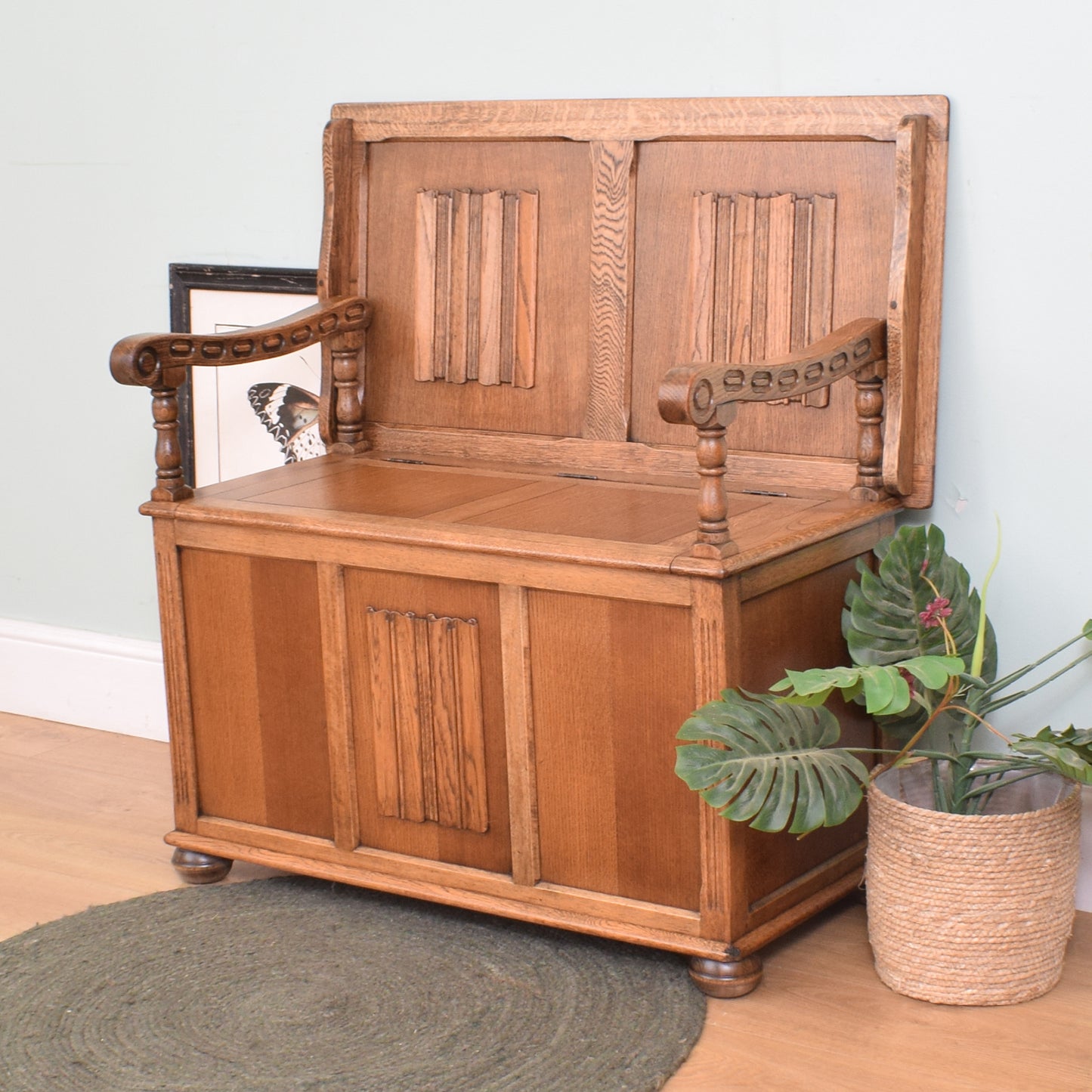 Restored Oak Monks Bench