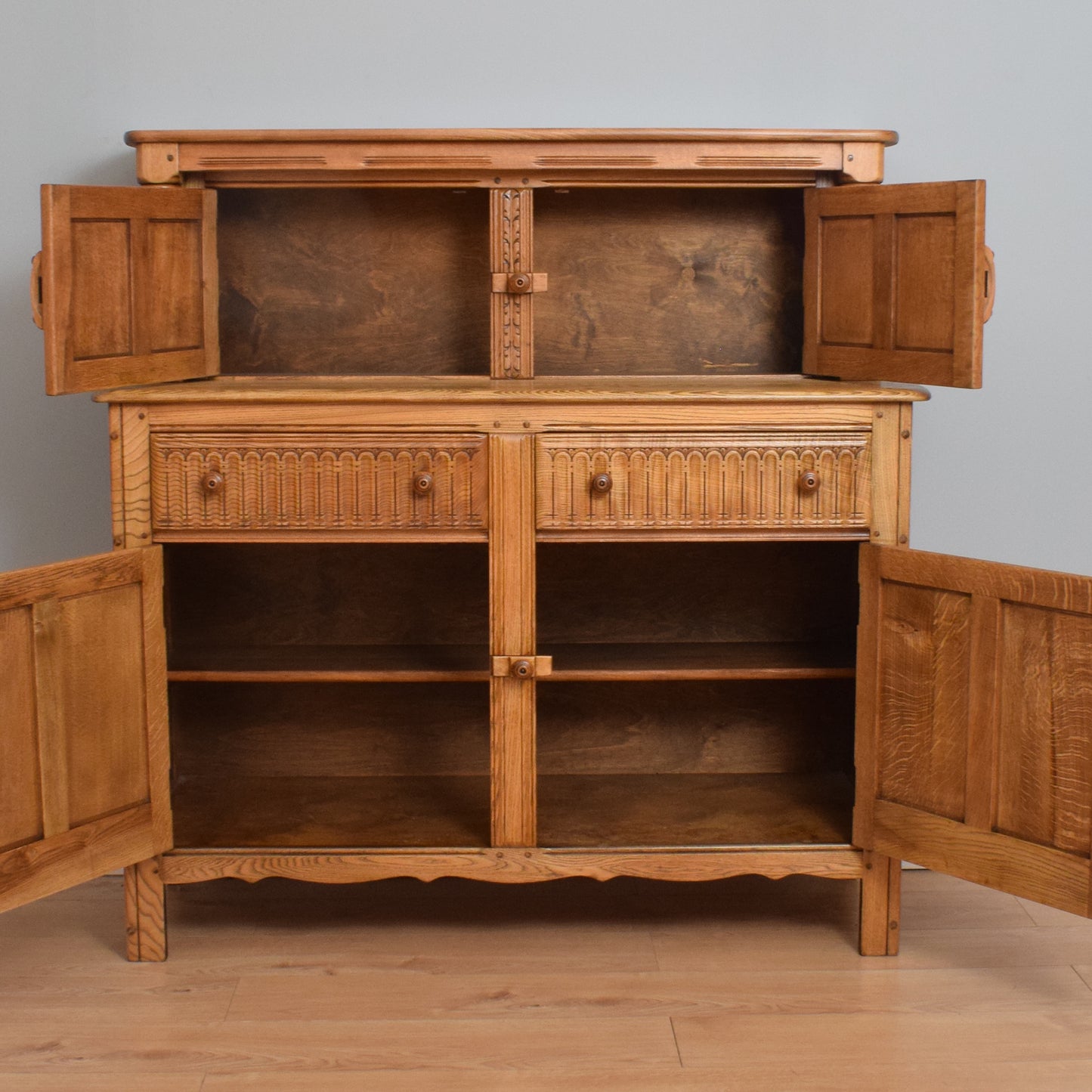 Carved Ercol Court Cupboard