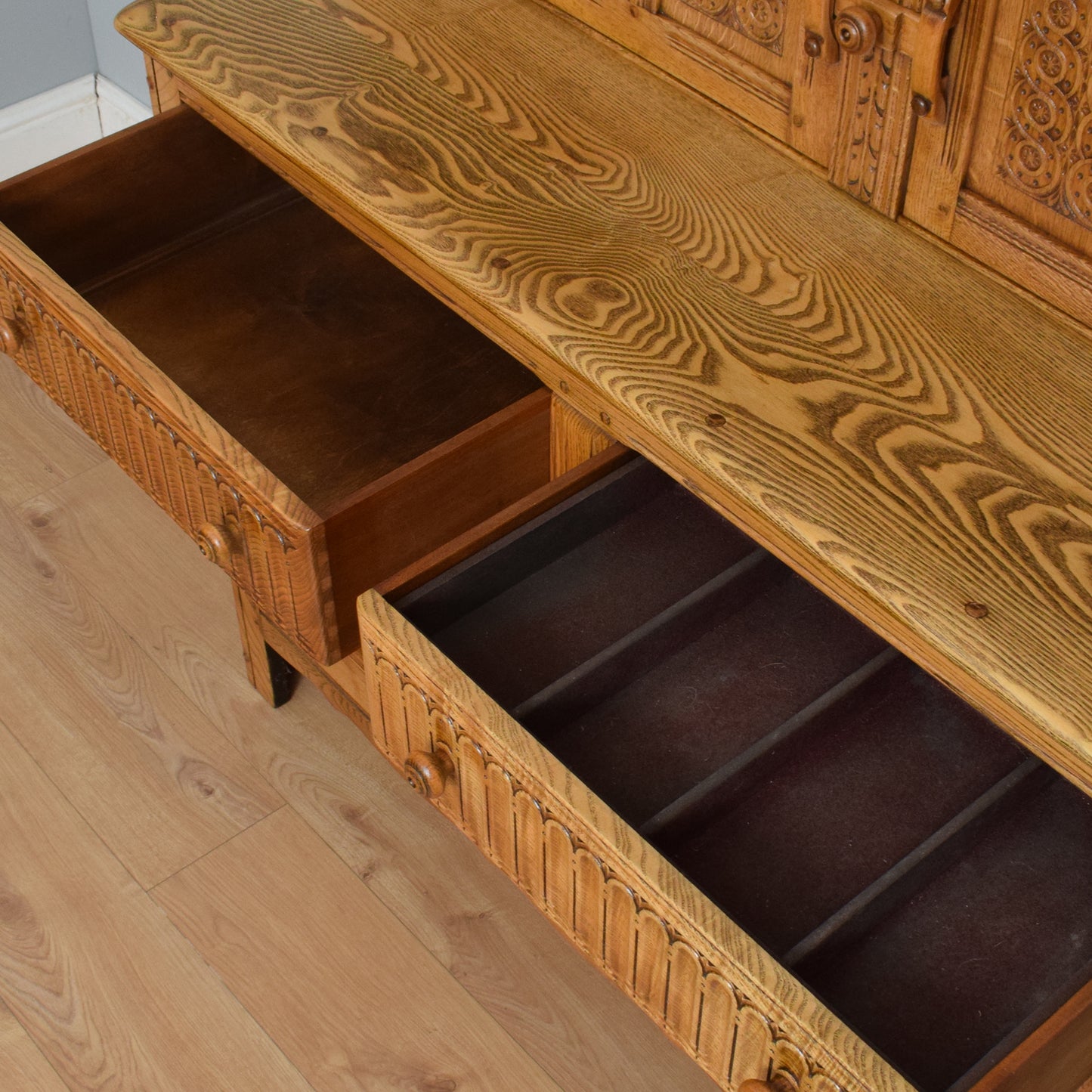 Carved Ercol Court Cupboard