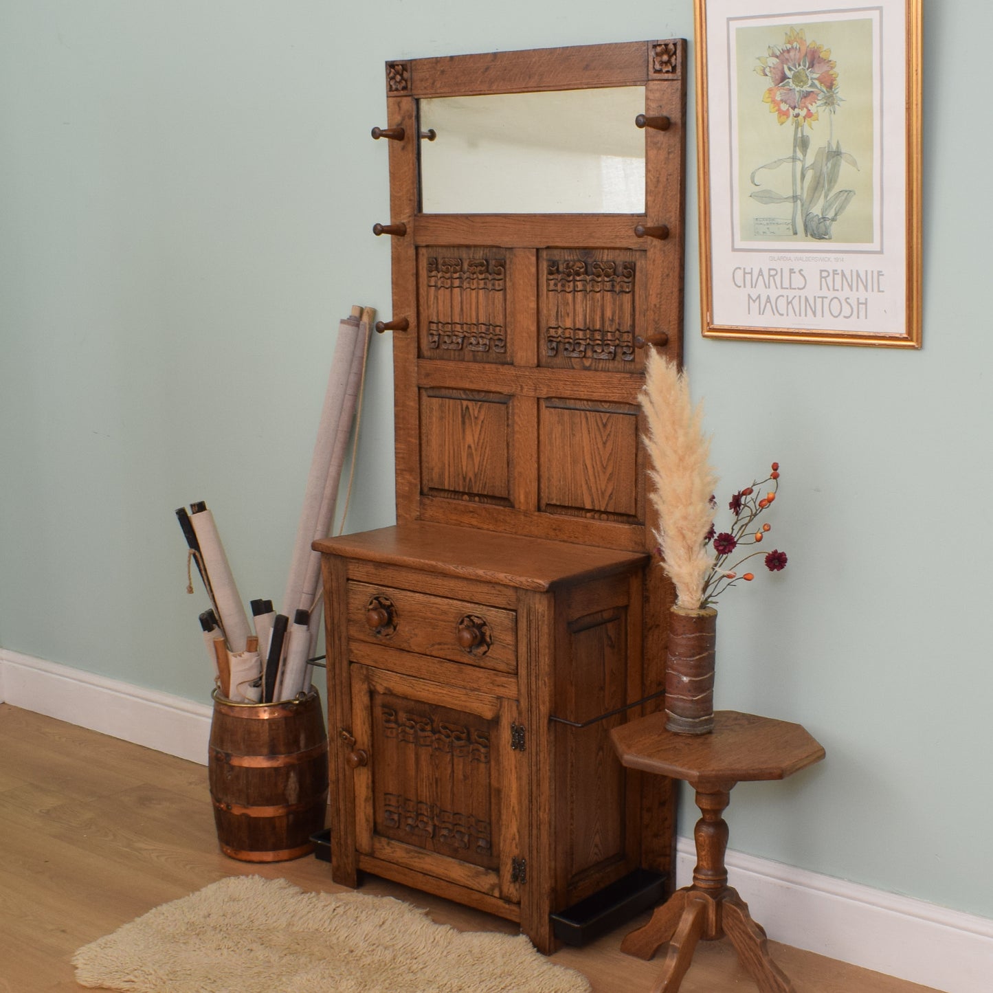 Solid Oak Hall Stand