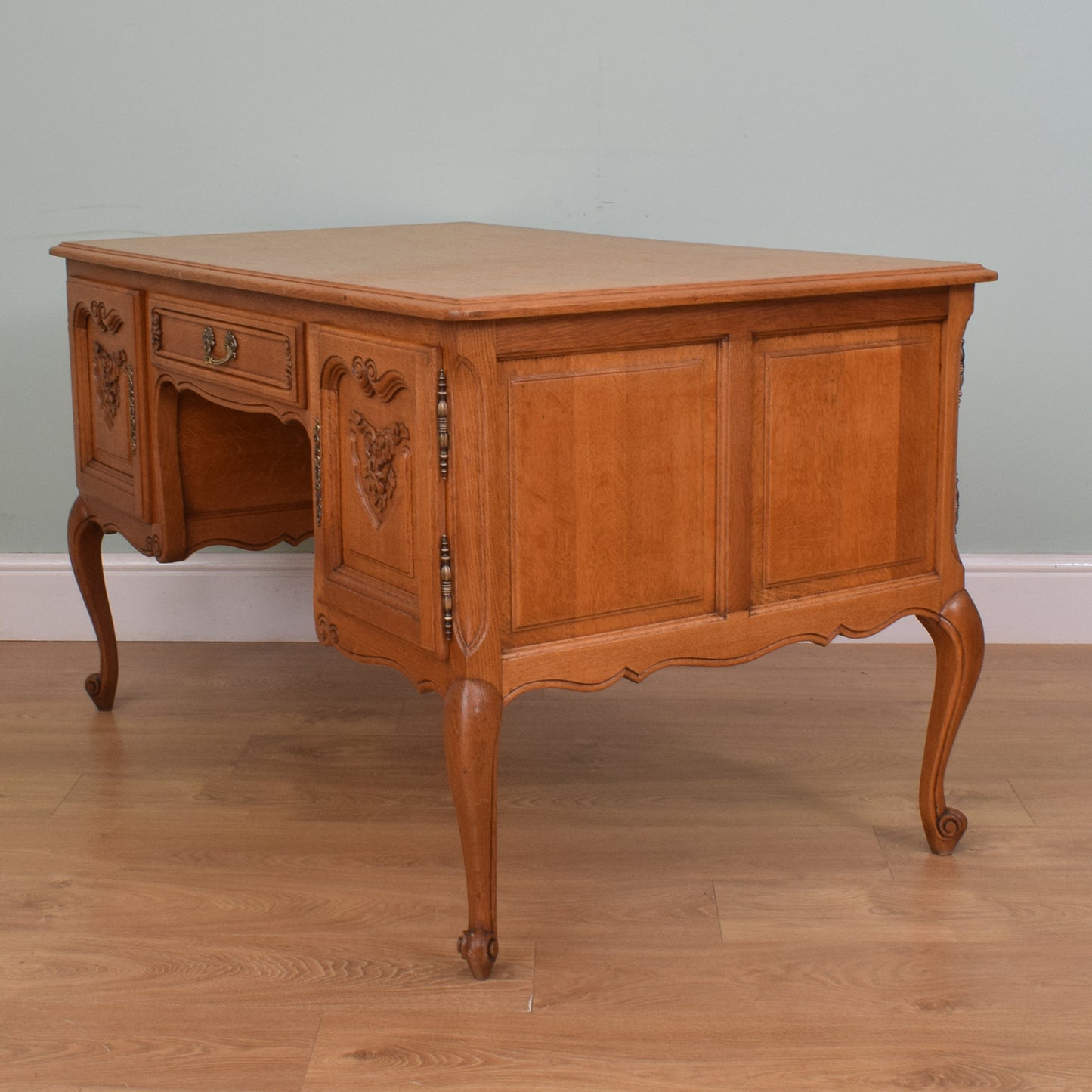 French Carved Oak Partners Desk