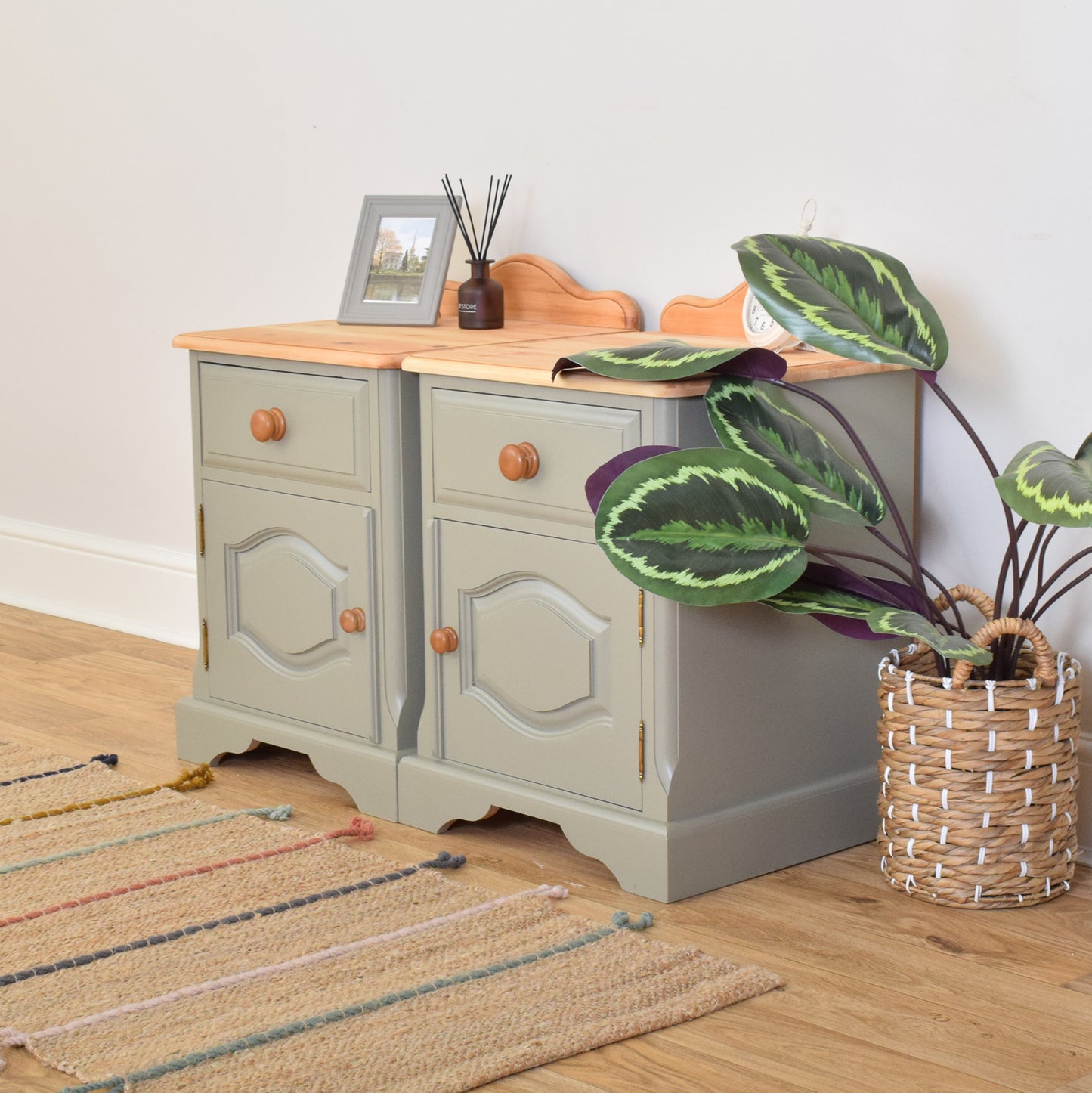 Pair Painted Bedsides