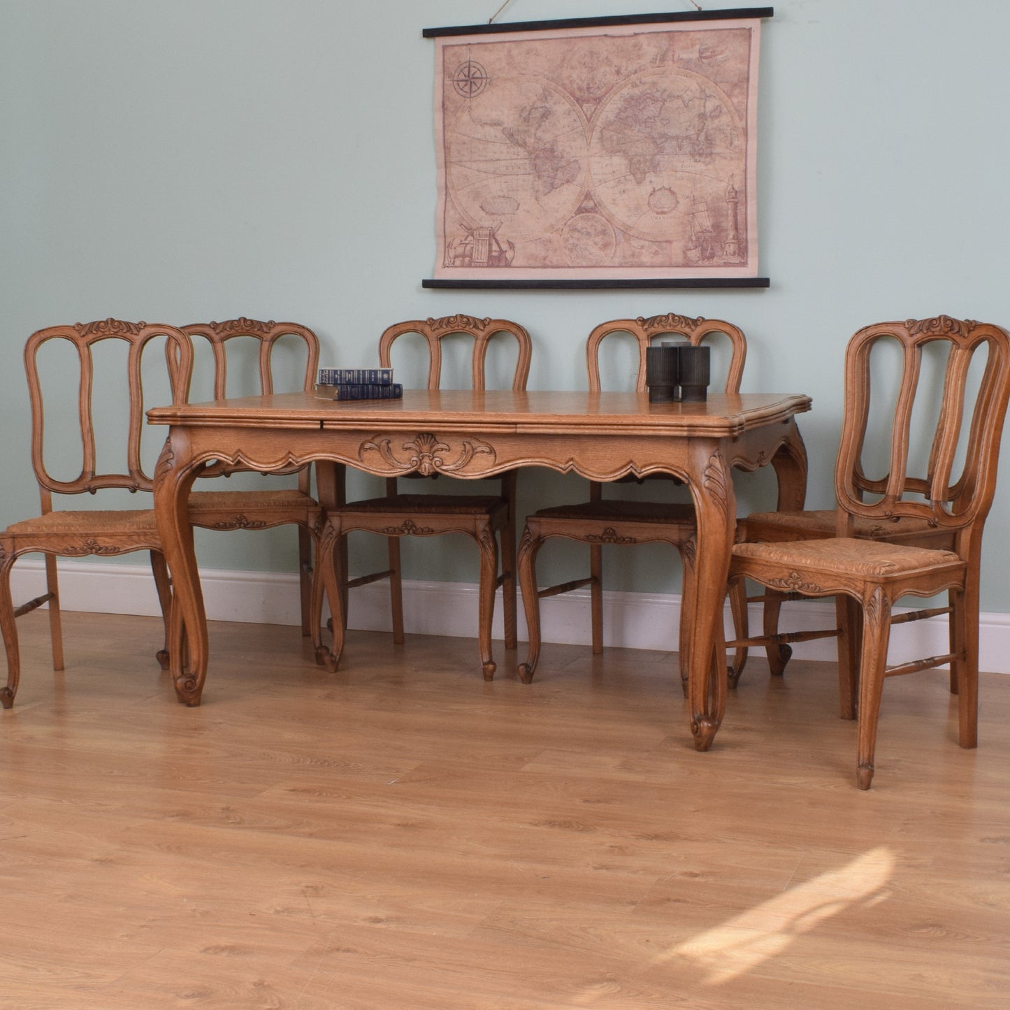 French Oak Table and Six Chairs