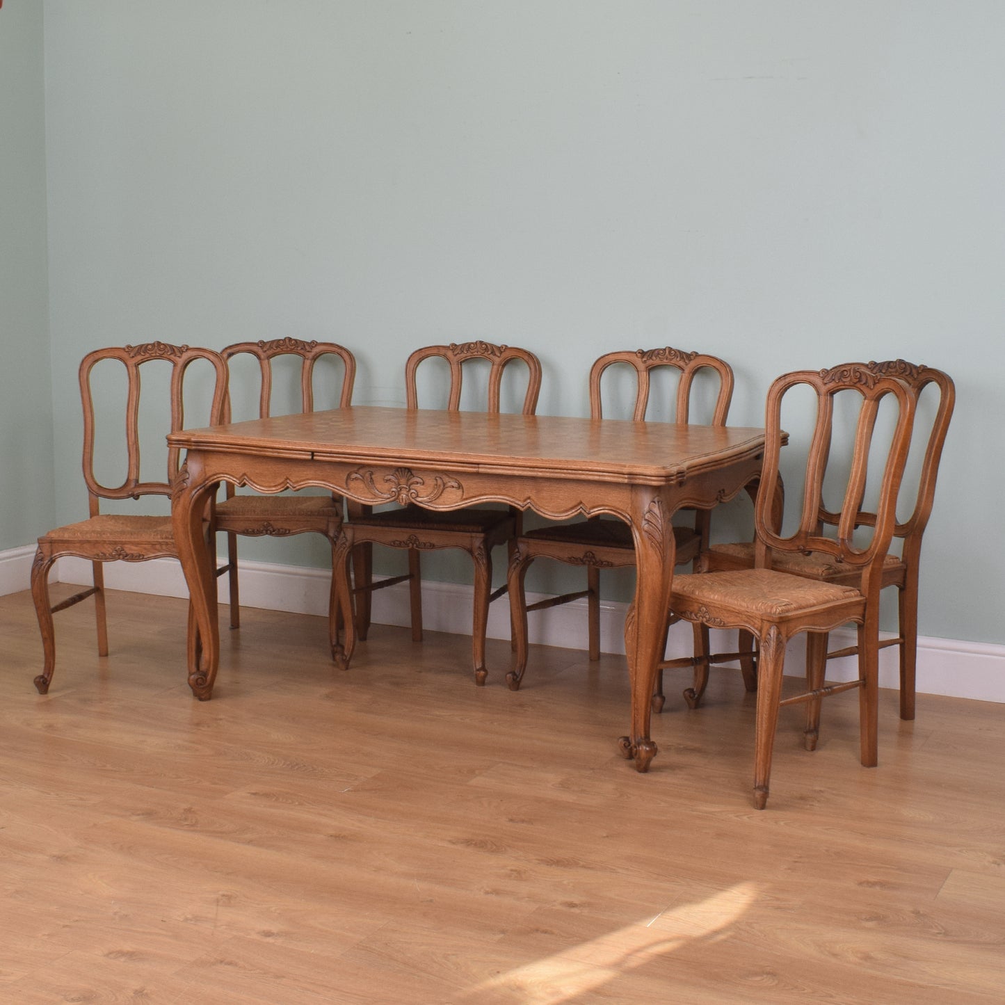 French Oak Table and Six Chairs