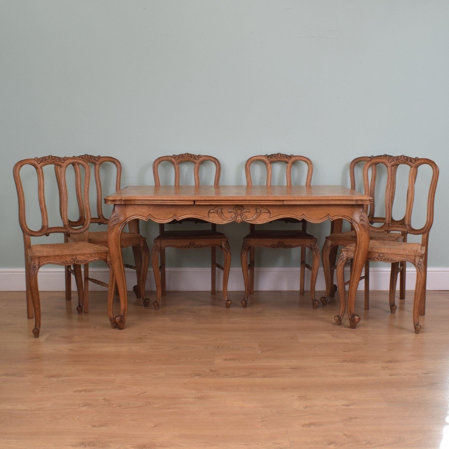 French Oak Table and Six Chairs