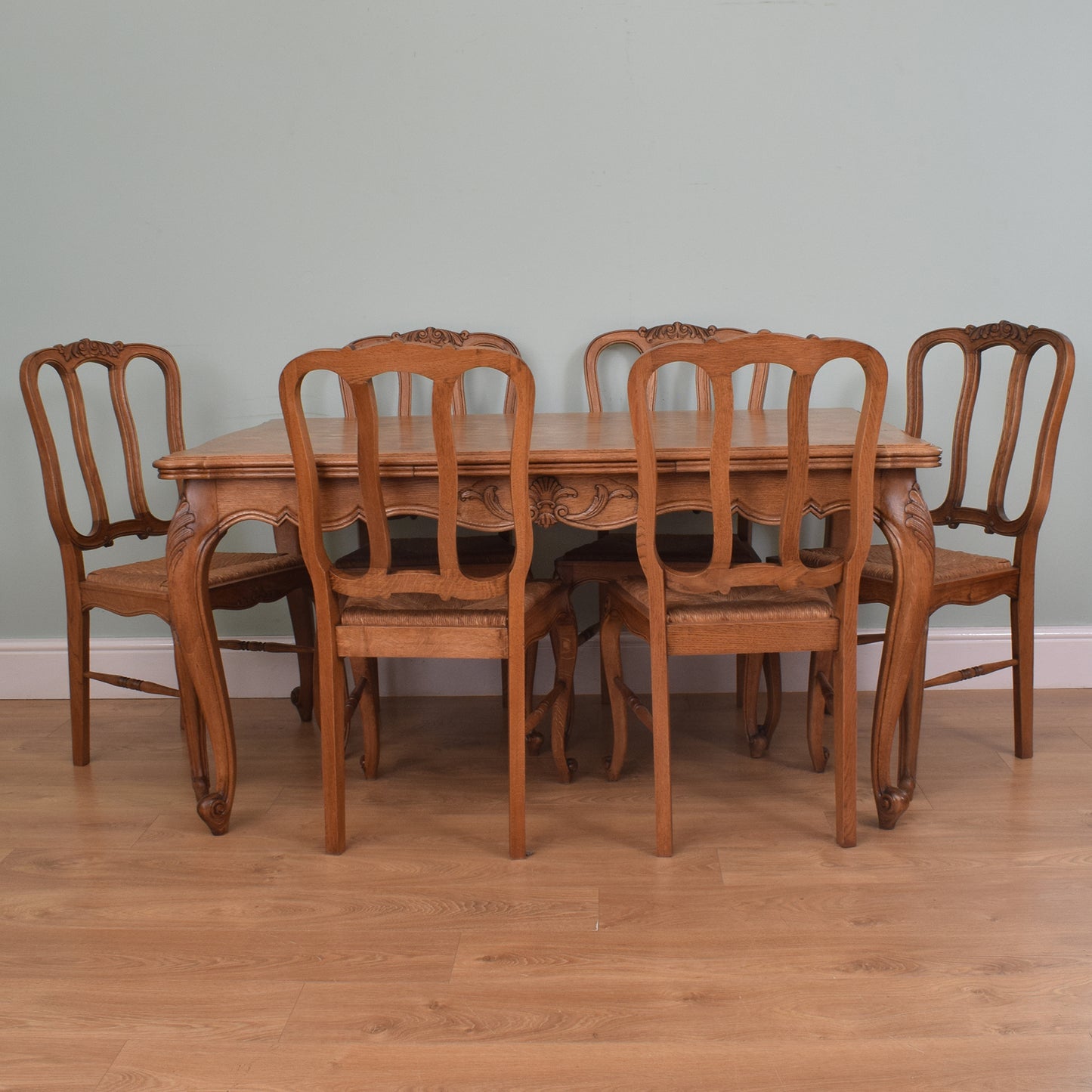 French Oak Table and Six Chairs