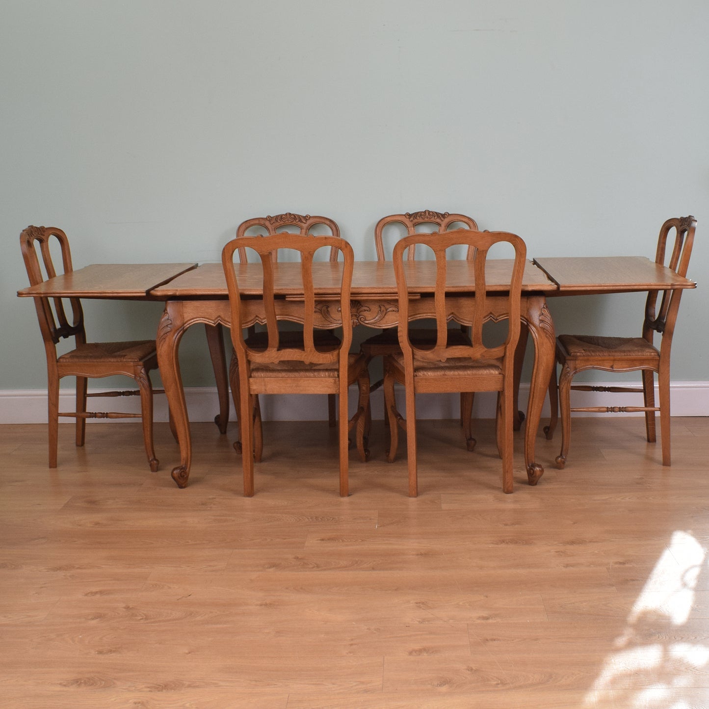 French Oak Table and Six Chairs