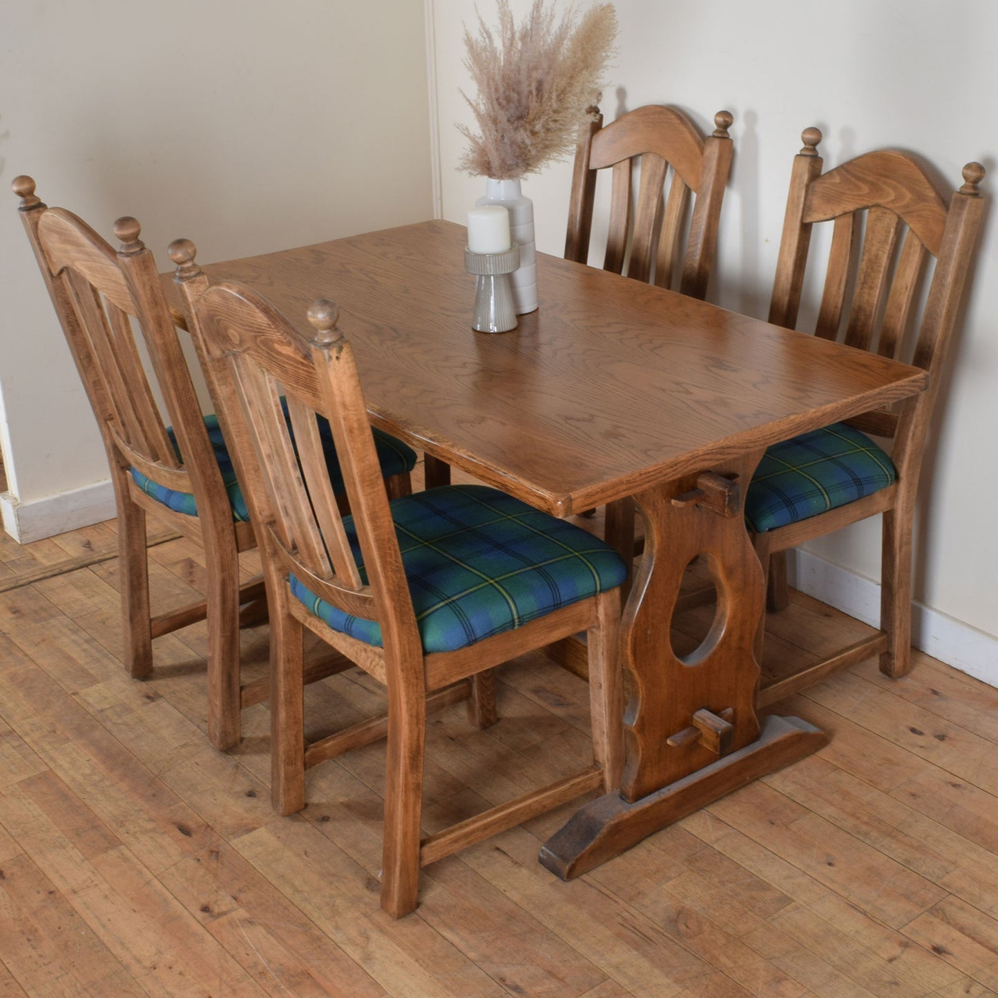 Classic Oak Table and Four Chairs
