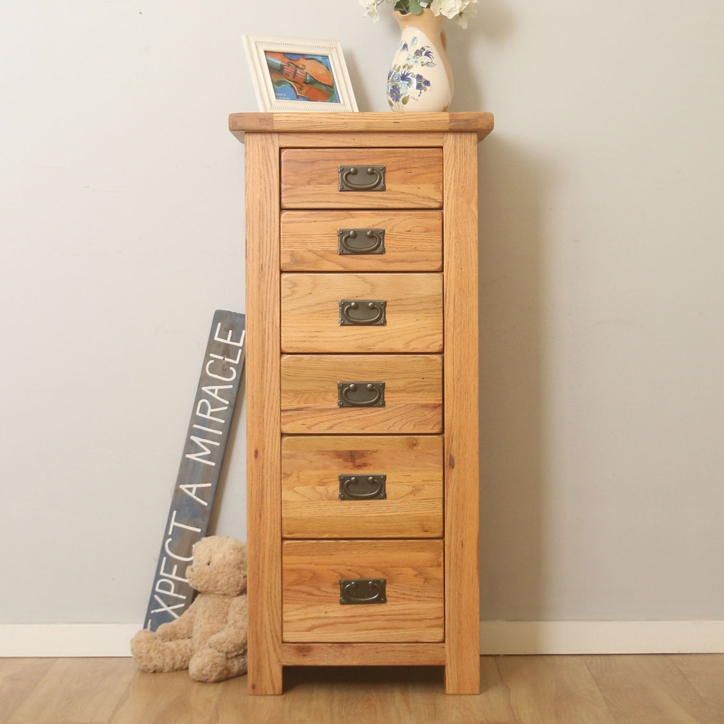 Tall Oak Chest of Drawers