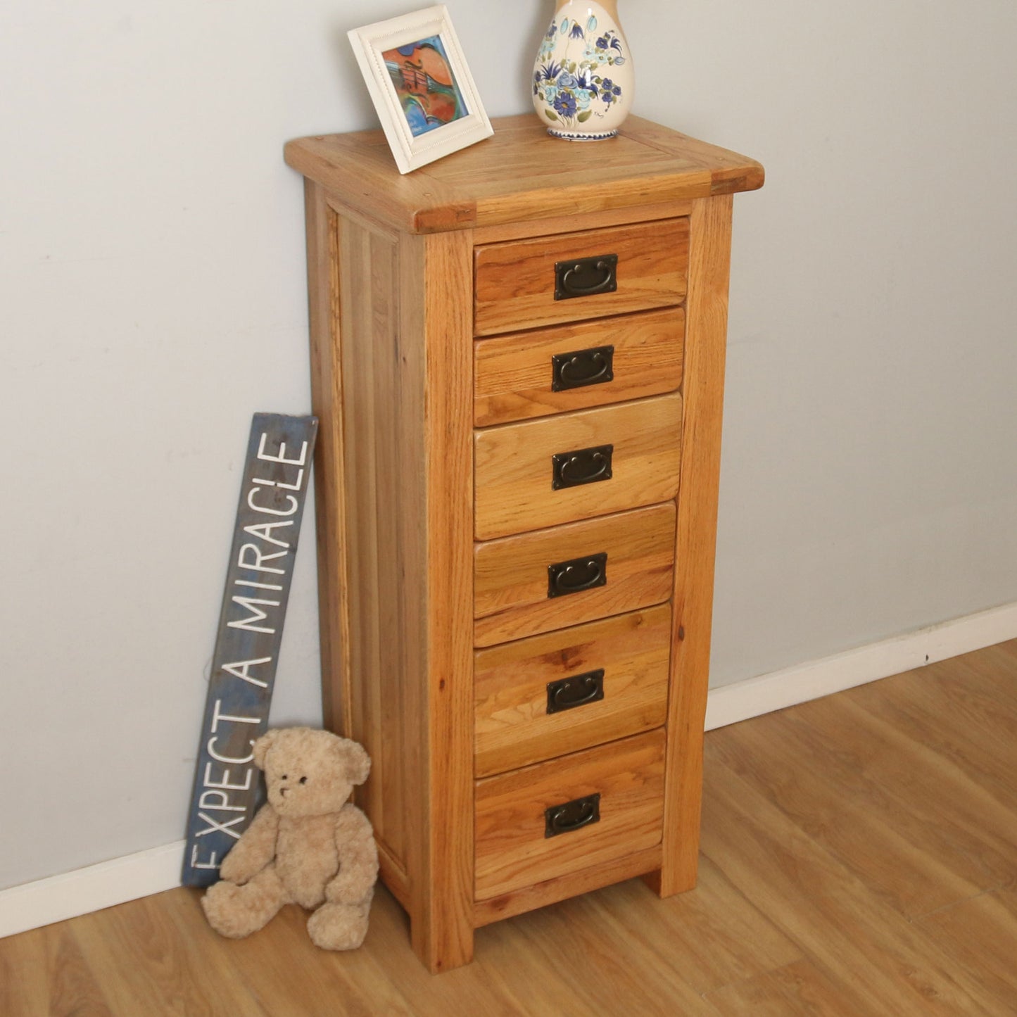 Tall Oak Chest of Drawers