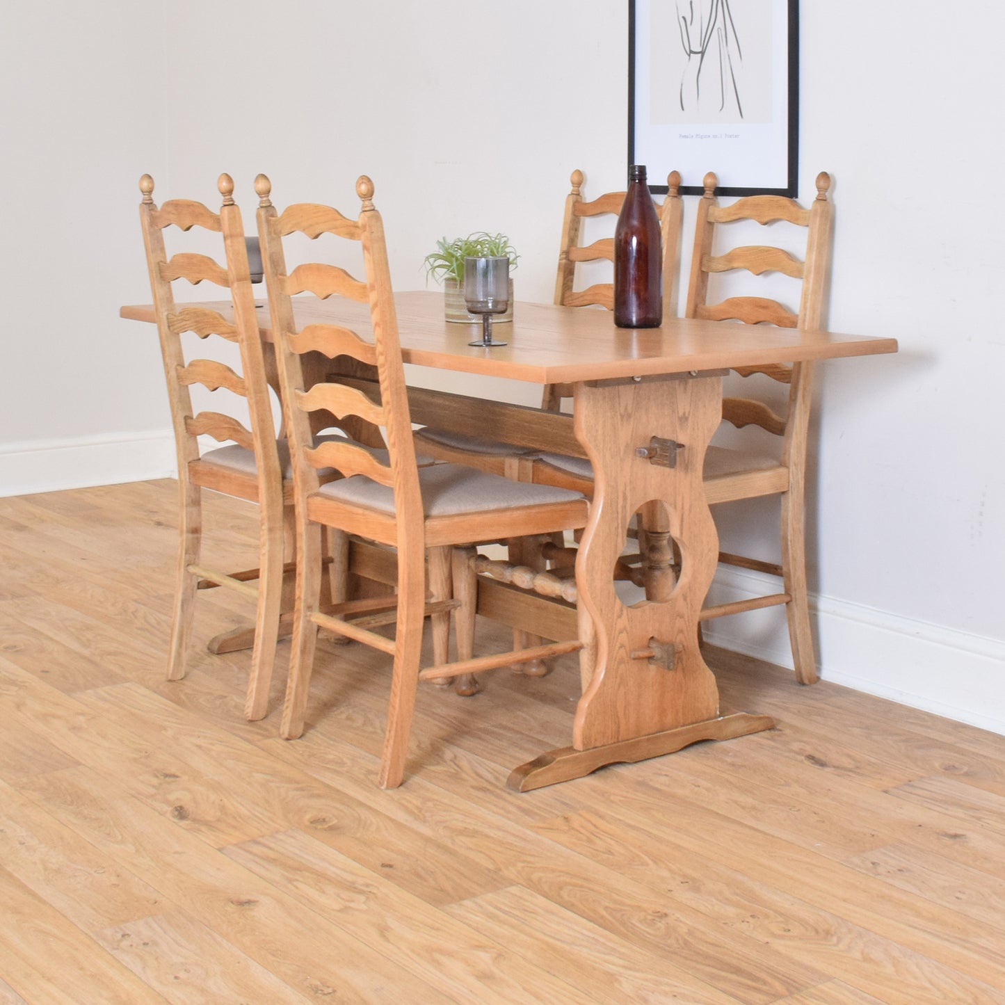 Oak Table and Four Chairs