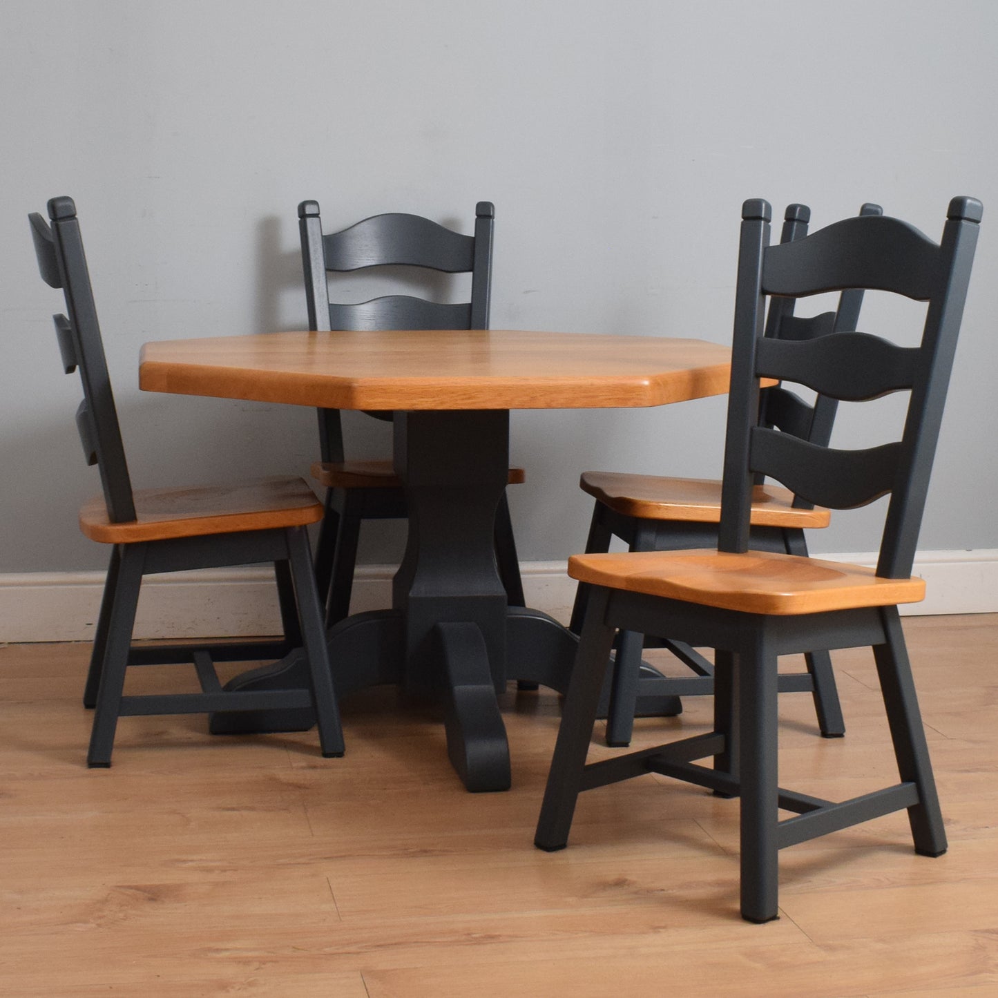 Painted Oak Table and Four Chairs