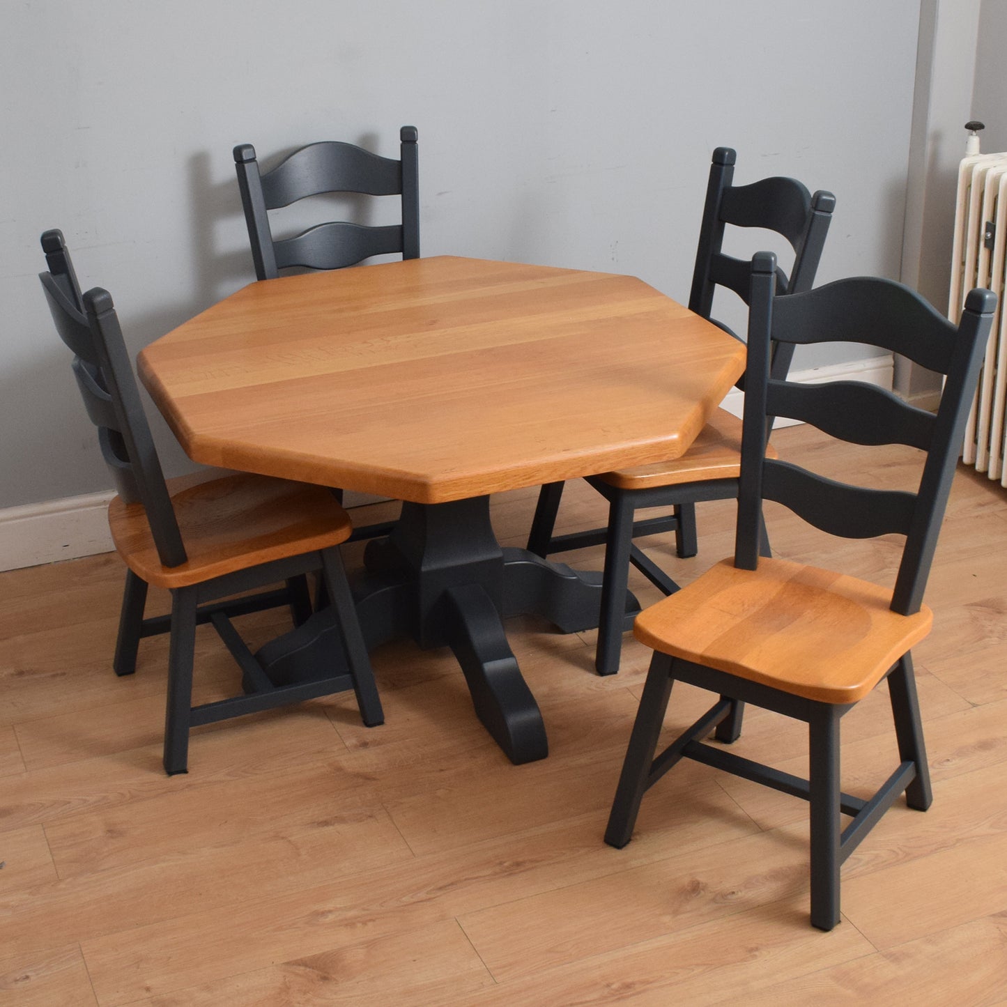 Painted Oak Table and Four Chairs