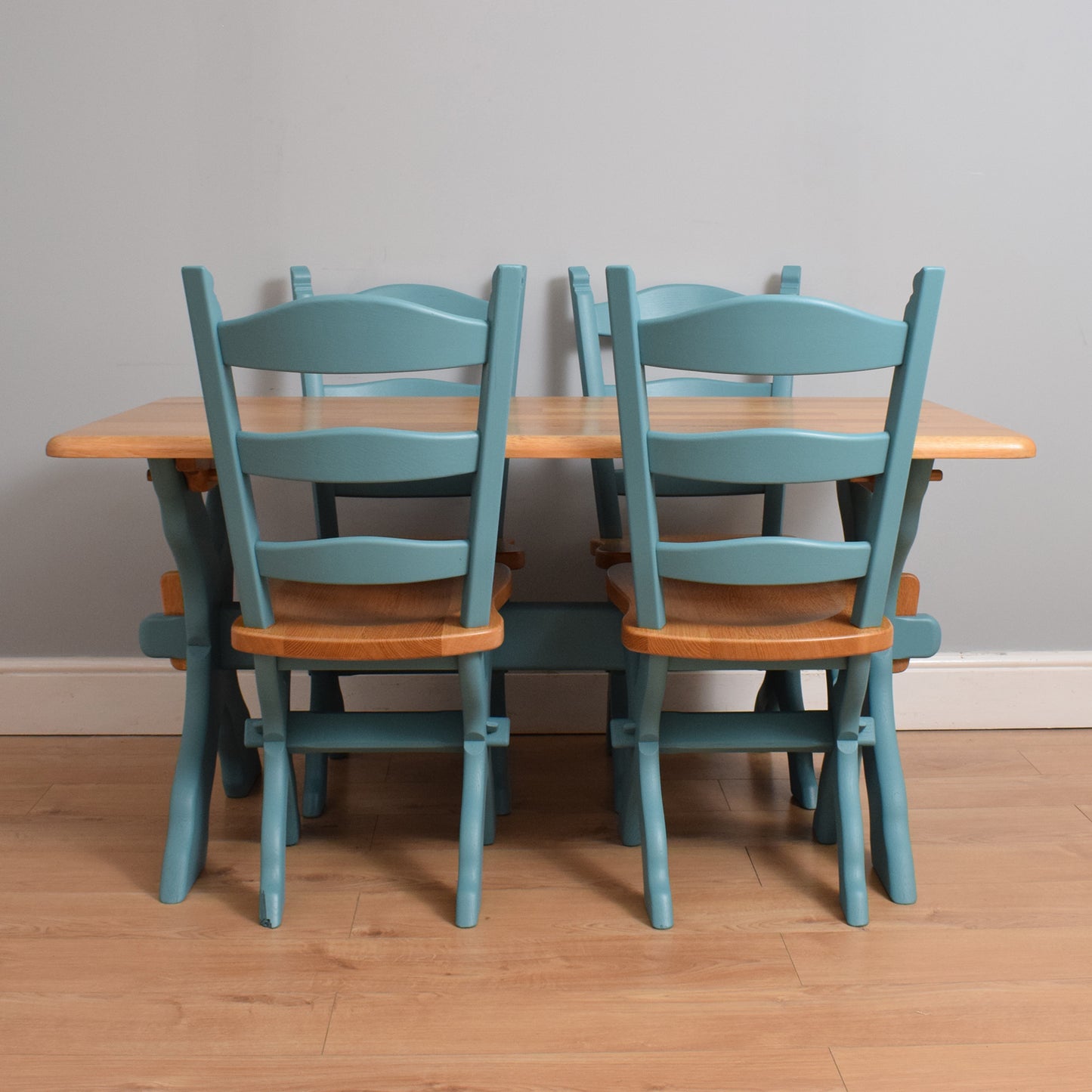 Painted Oak Table and Four Chairs