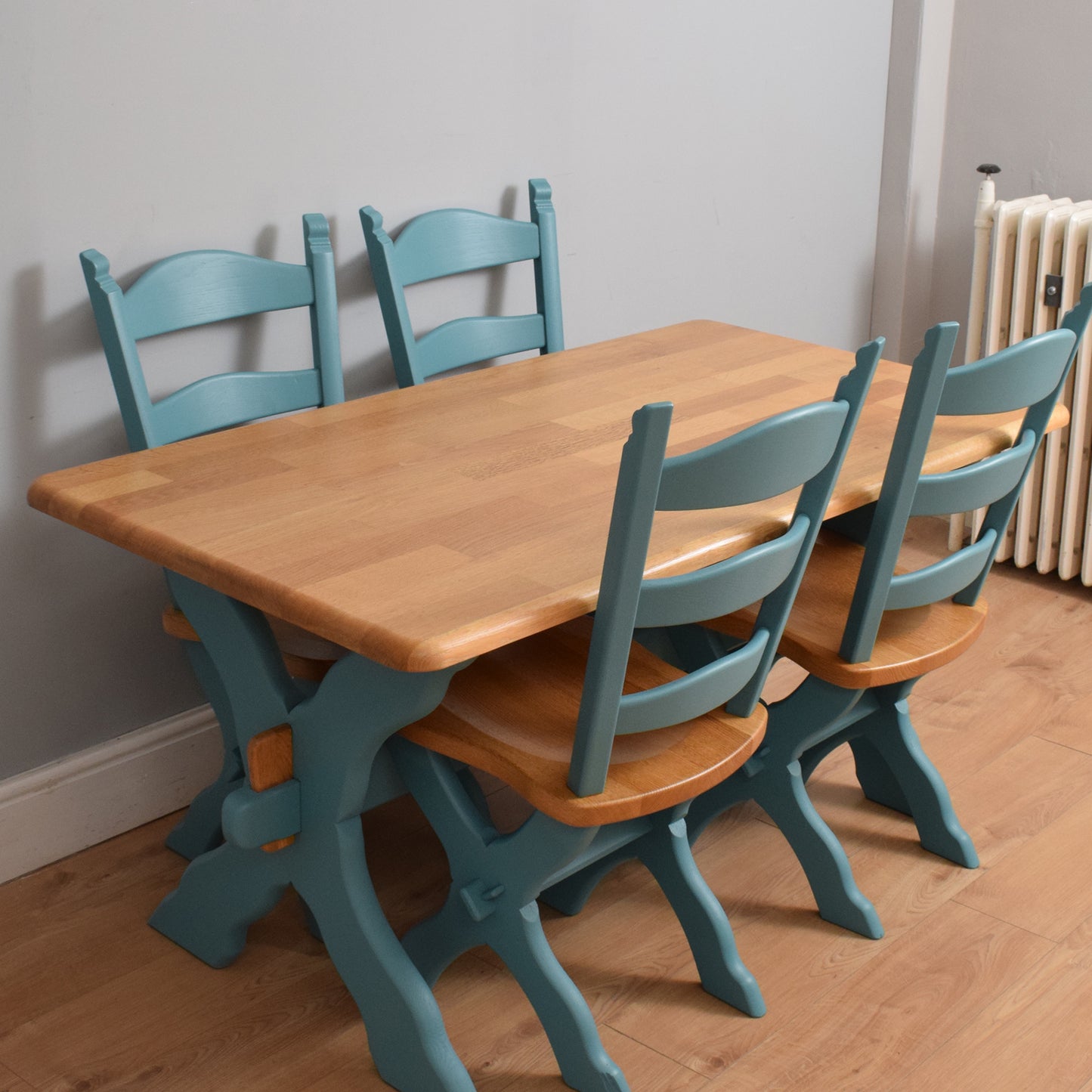 Painted Oak Table and Four Chairs