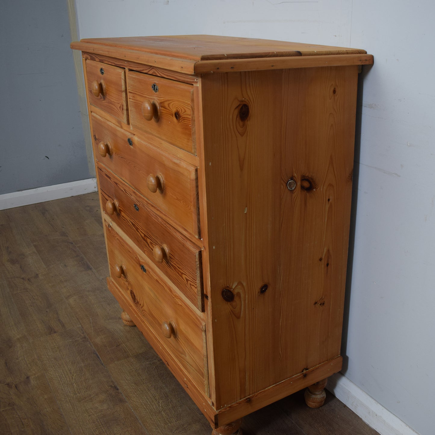 Antique Victorian Pine Chest Of Drawers