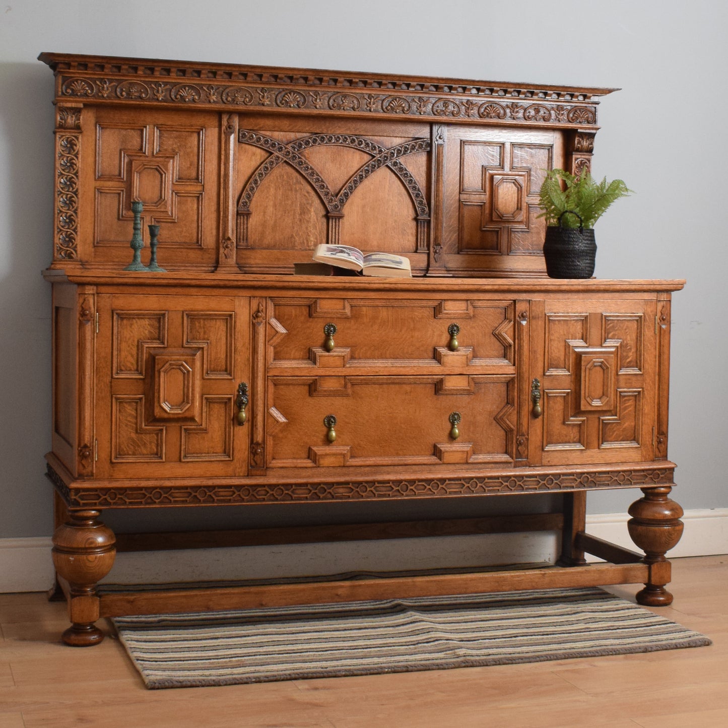 Large Carved Oak Sideboard