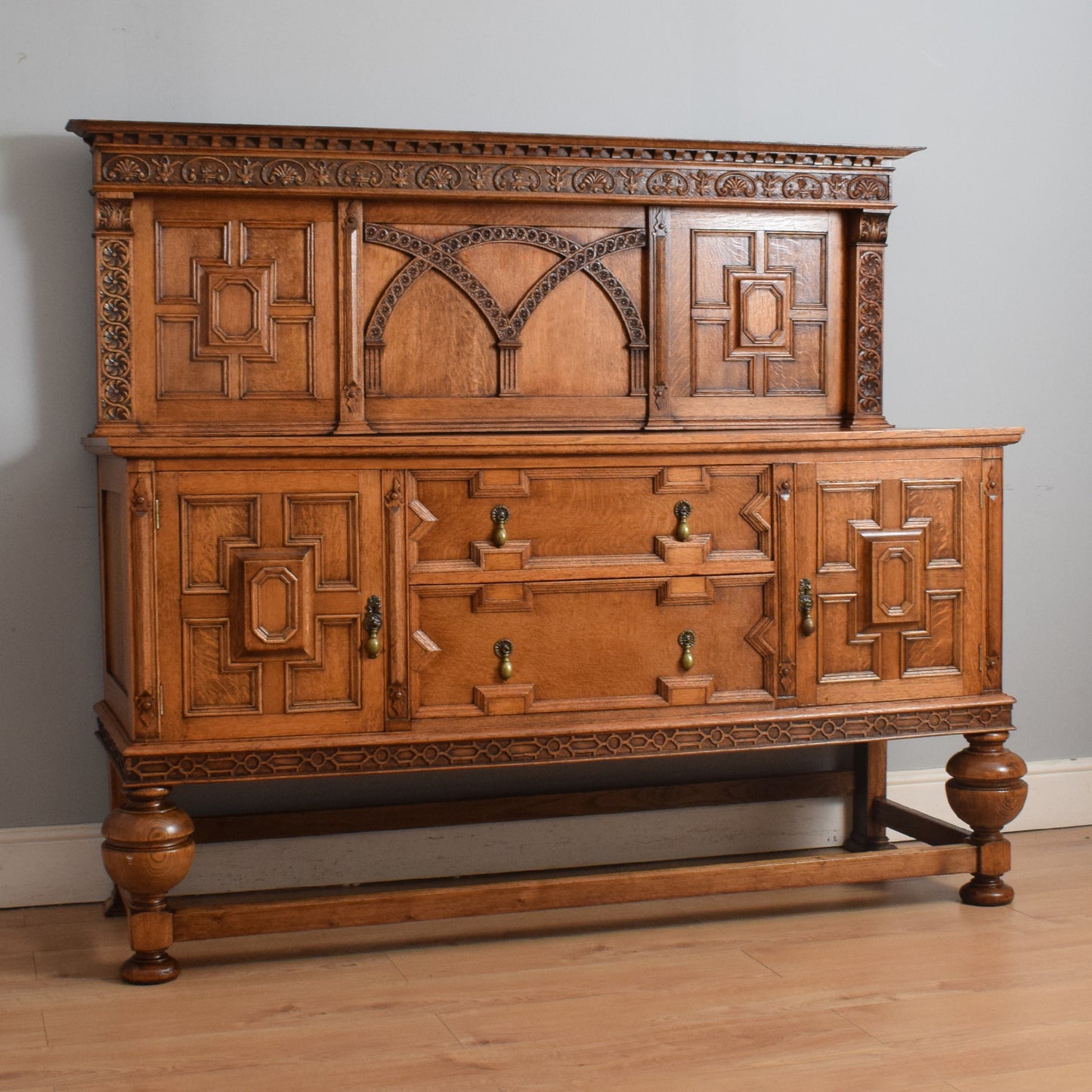 Large Carved Oak Sideboard