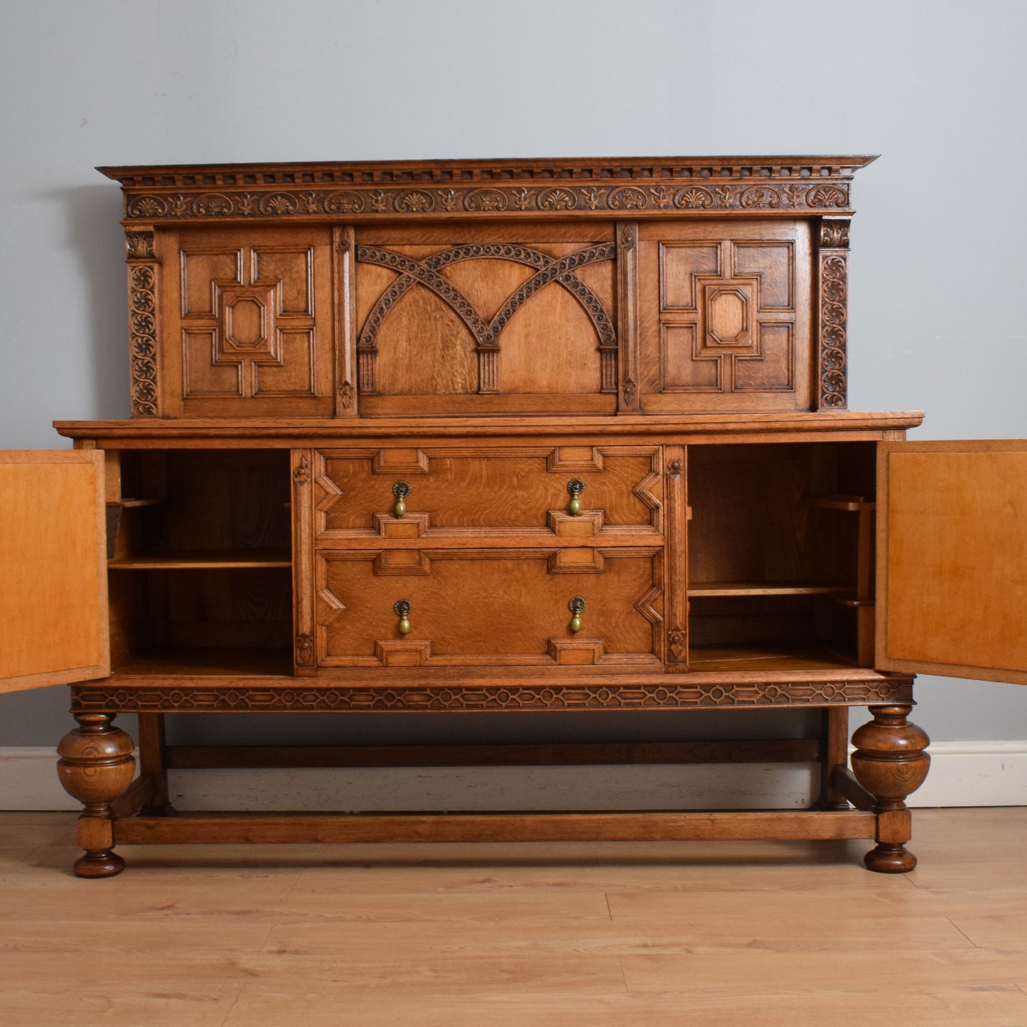 Large Carved Oak Sideboard