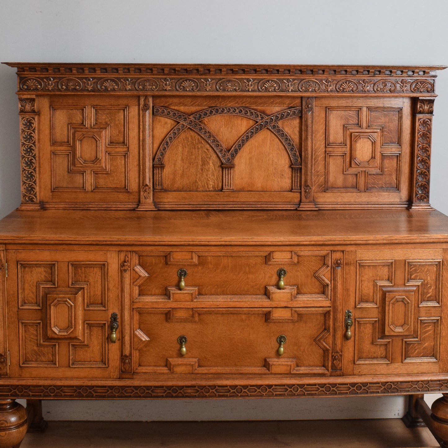 Large Carved Oak Sideboard