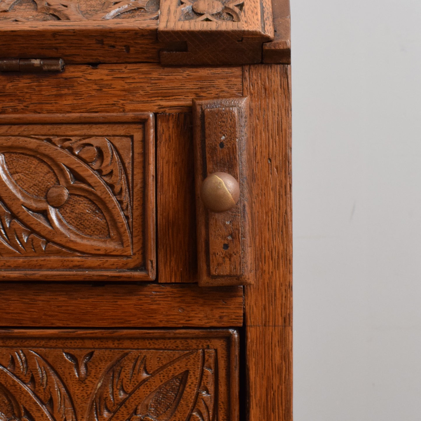 Antique Carved Oak Bureau