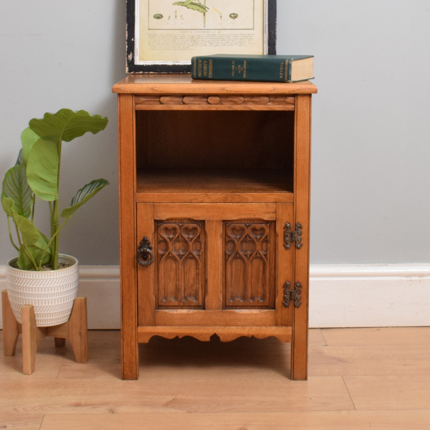 Carved Oak Bedside