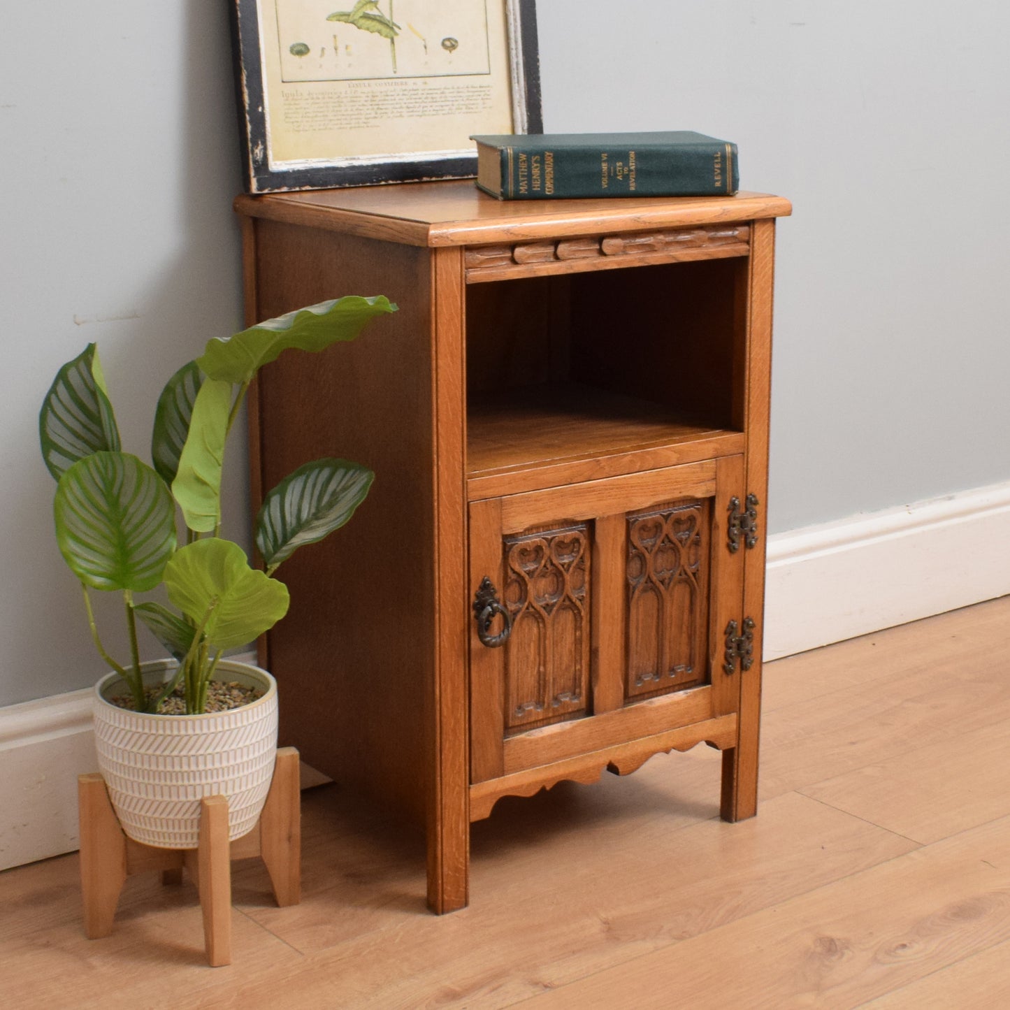 Carved Oak Bedside
