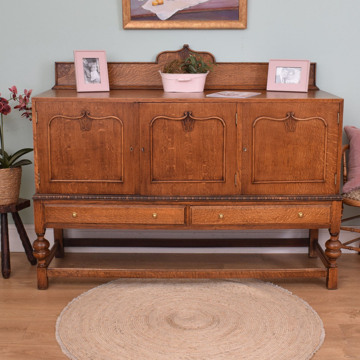 Carved Oak Sideboard