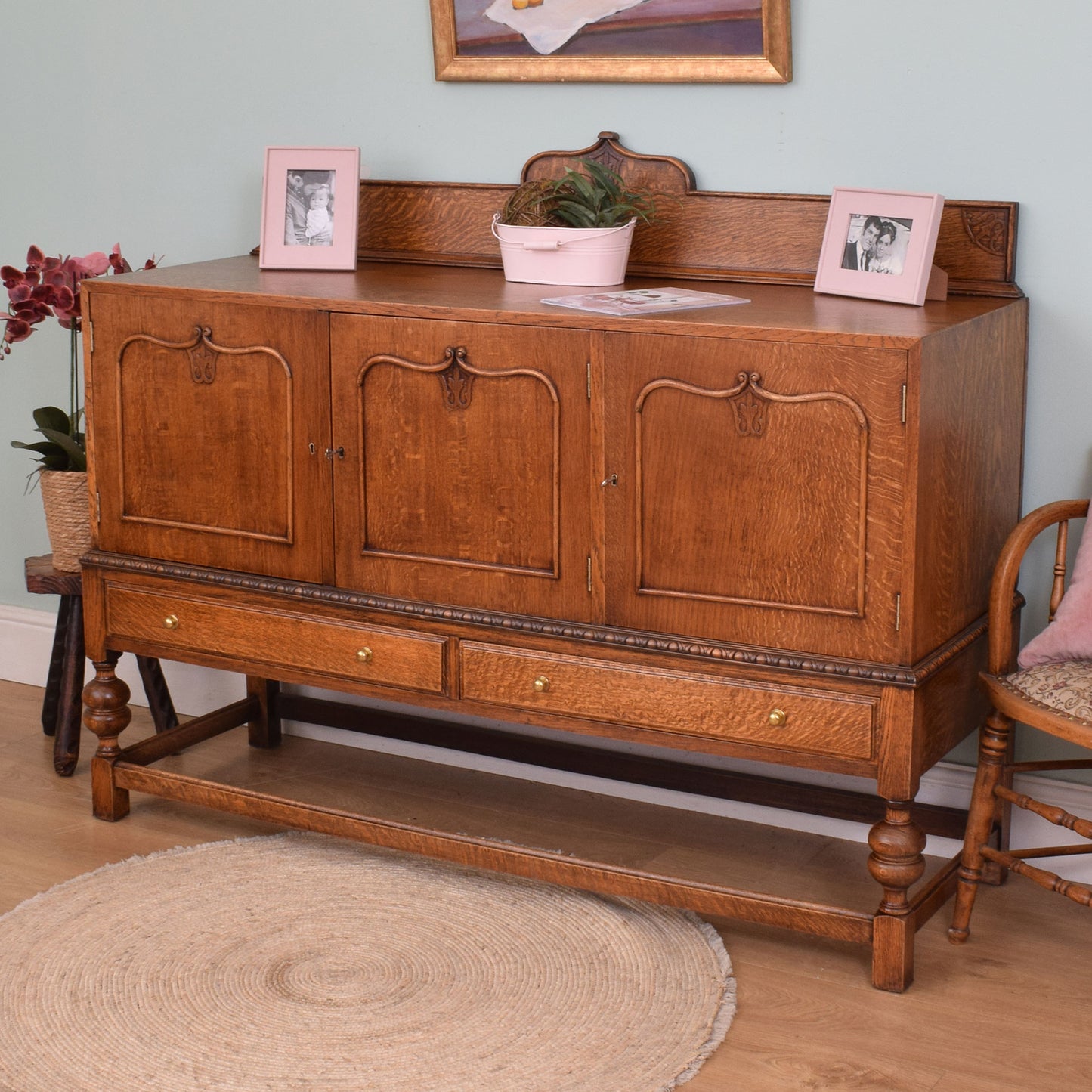 Carved Oak Sideboard