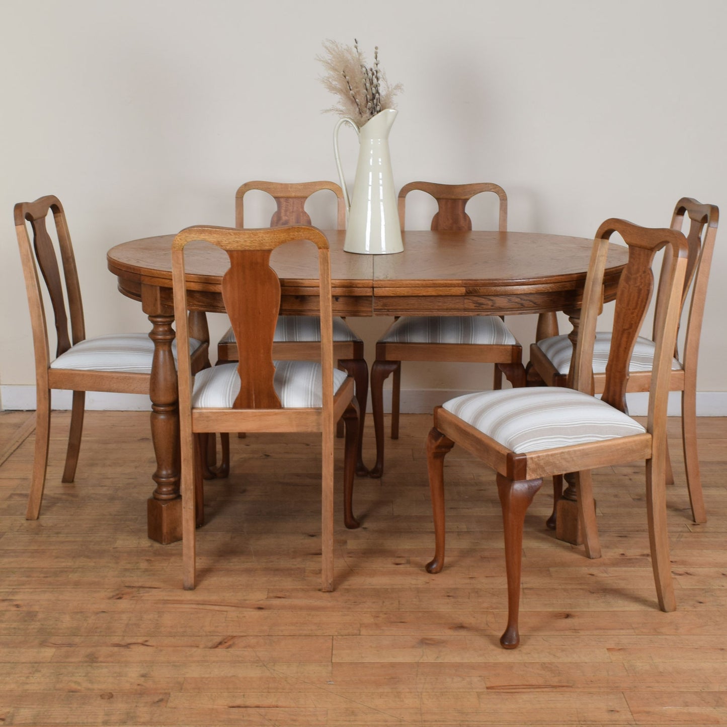Restored Oak Table and Six Chairs
