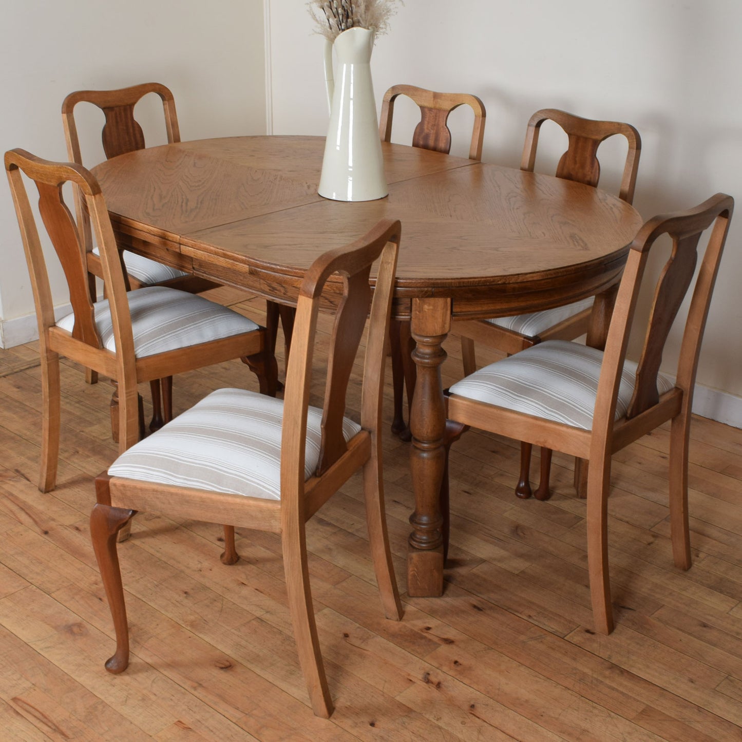 Restored Oak Table and Six Chairs