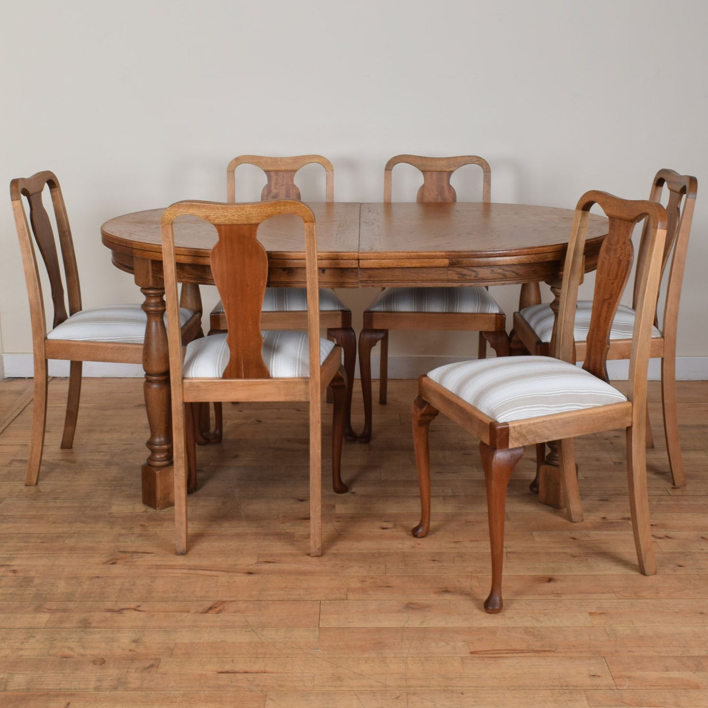 Restored Oak Table and Six Chairs