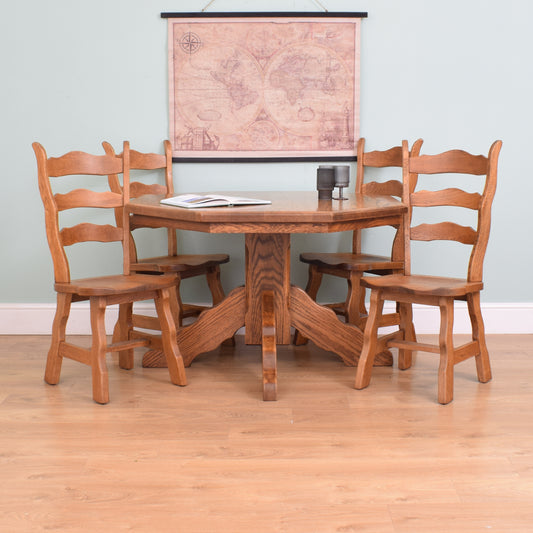Dutch Oak Table and Four Chairs