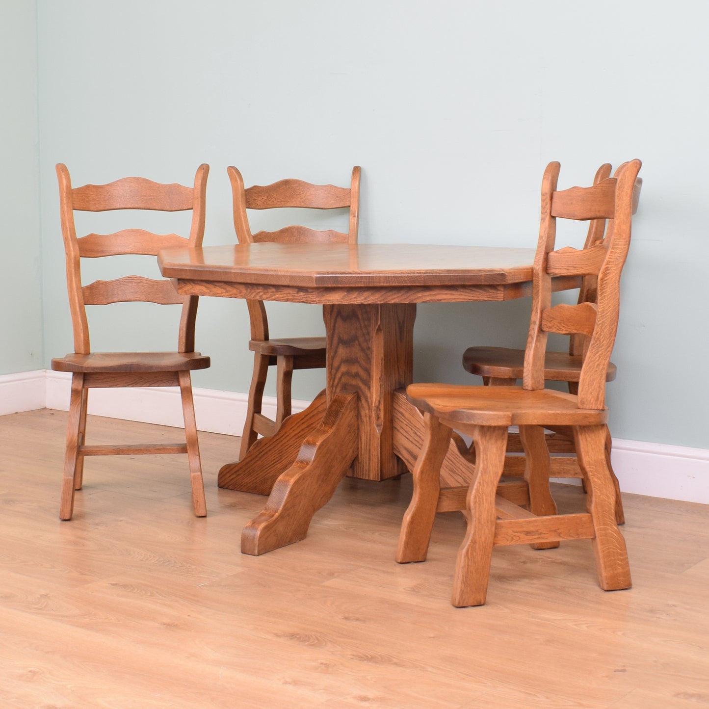 Dutch Oak Table and Four Chairs