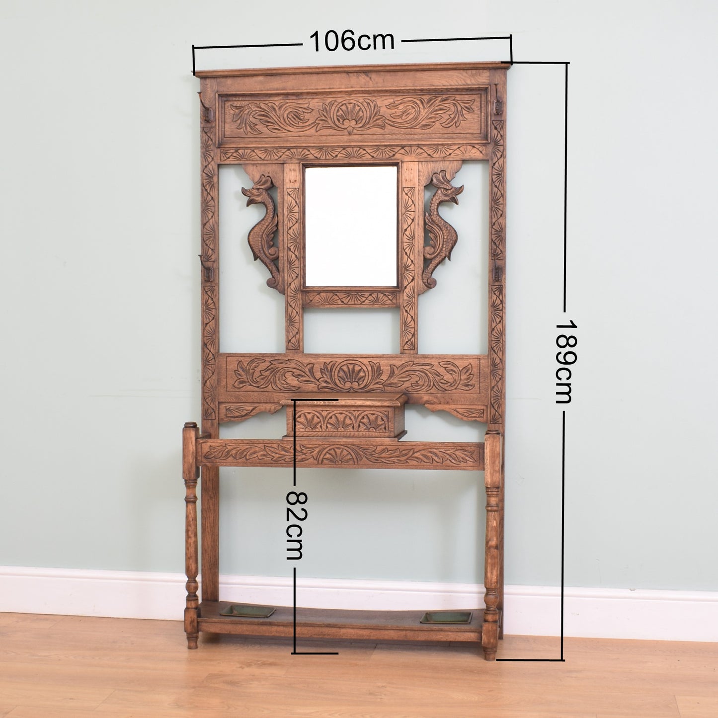 Carved Oak Hall Stand