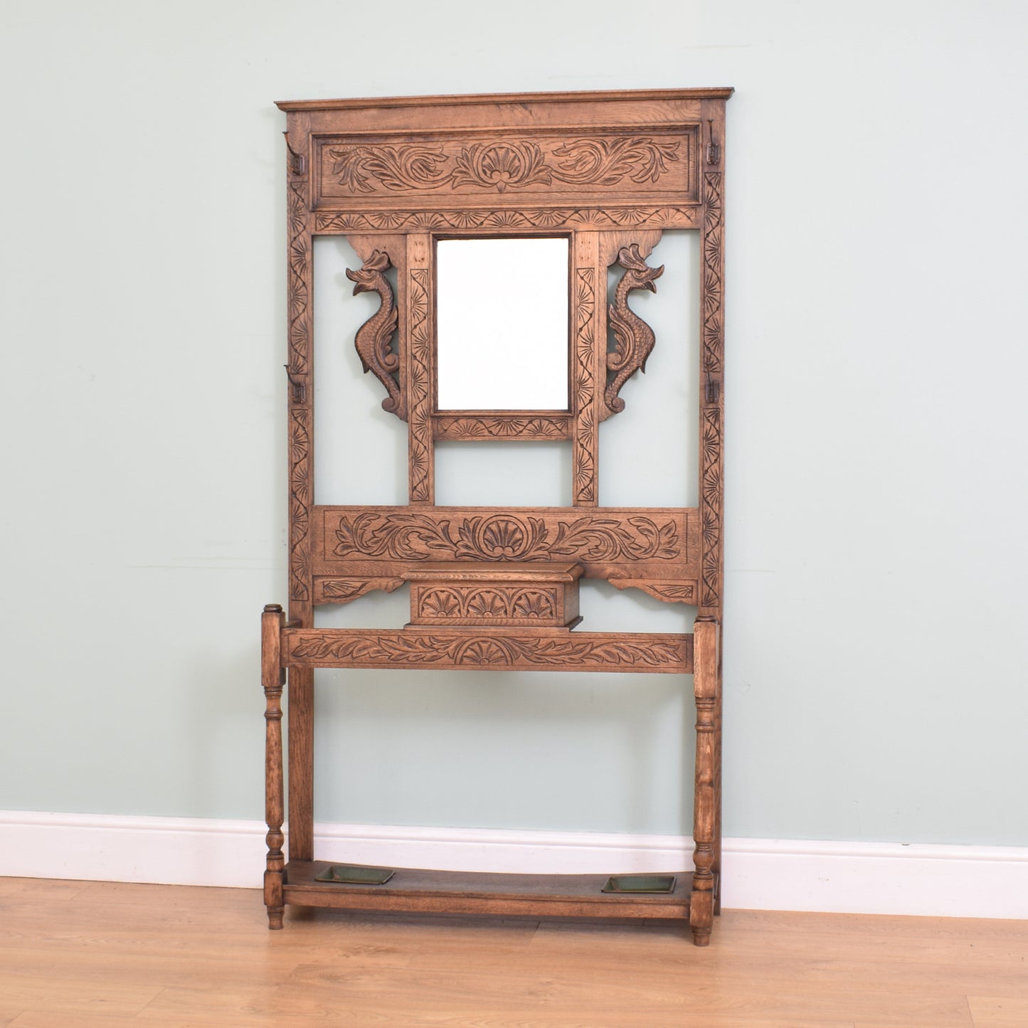 Carved Oak Hall Stand