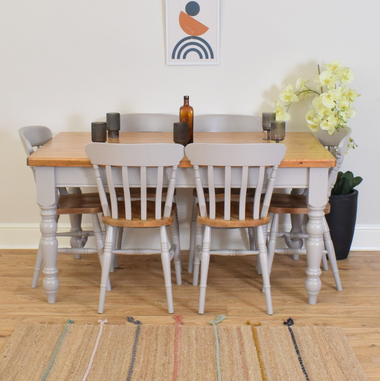 Painted Pine Table & Six Chairs