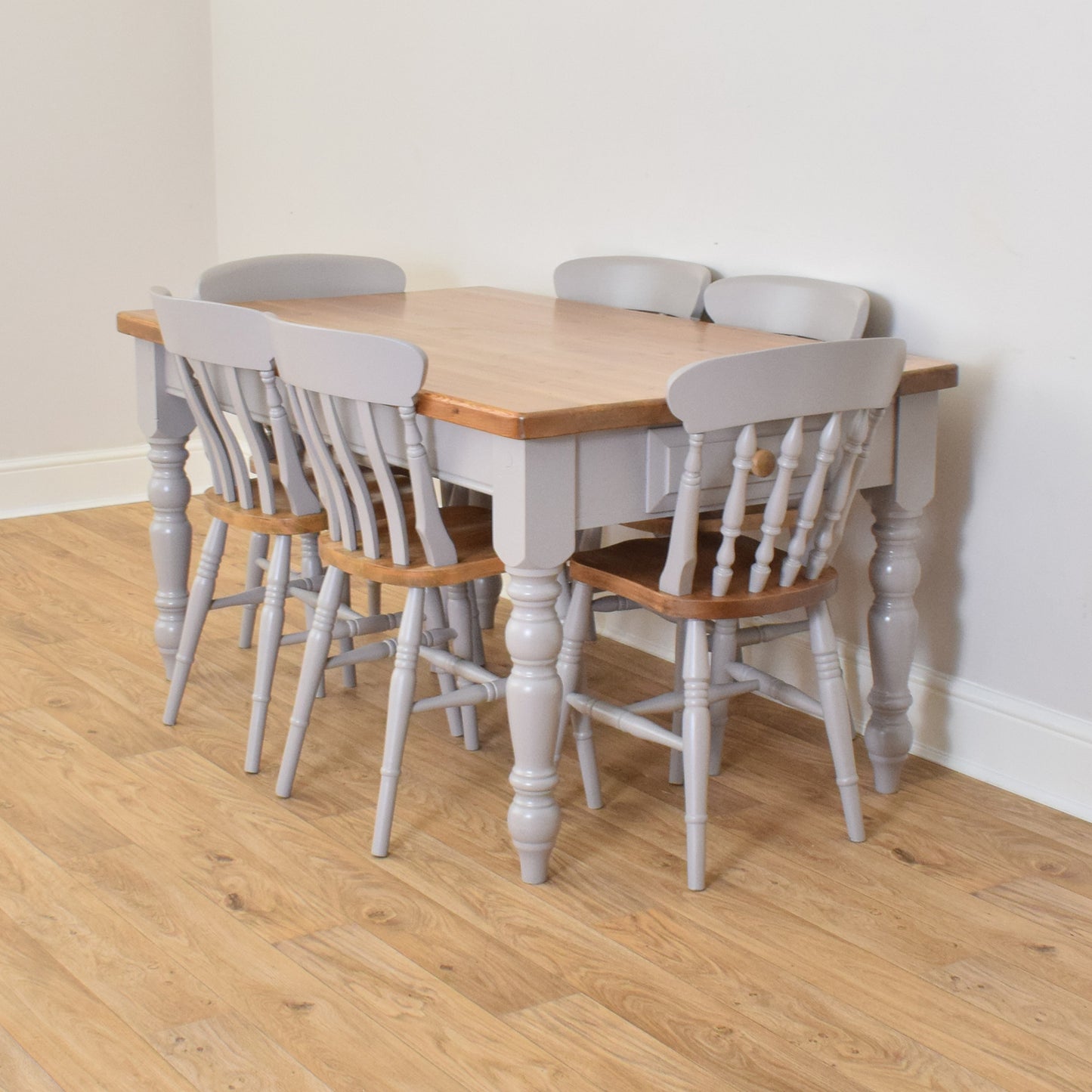Painted Pine Table & Six Chairs