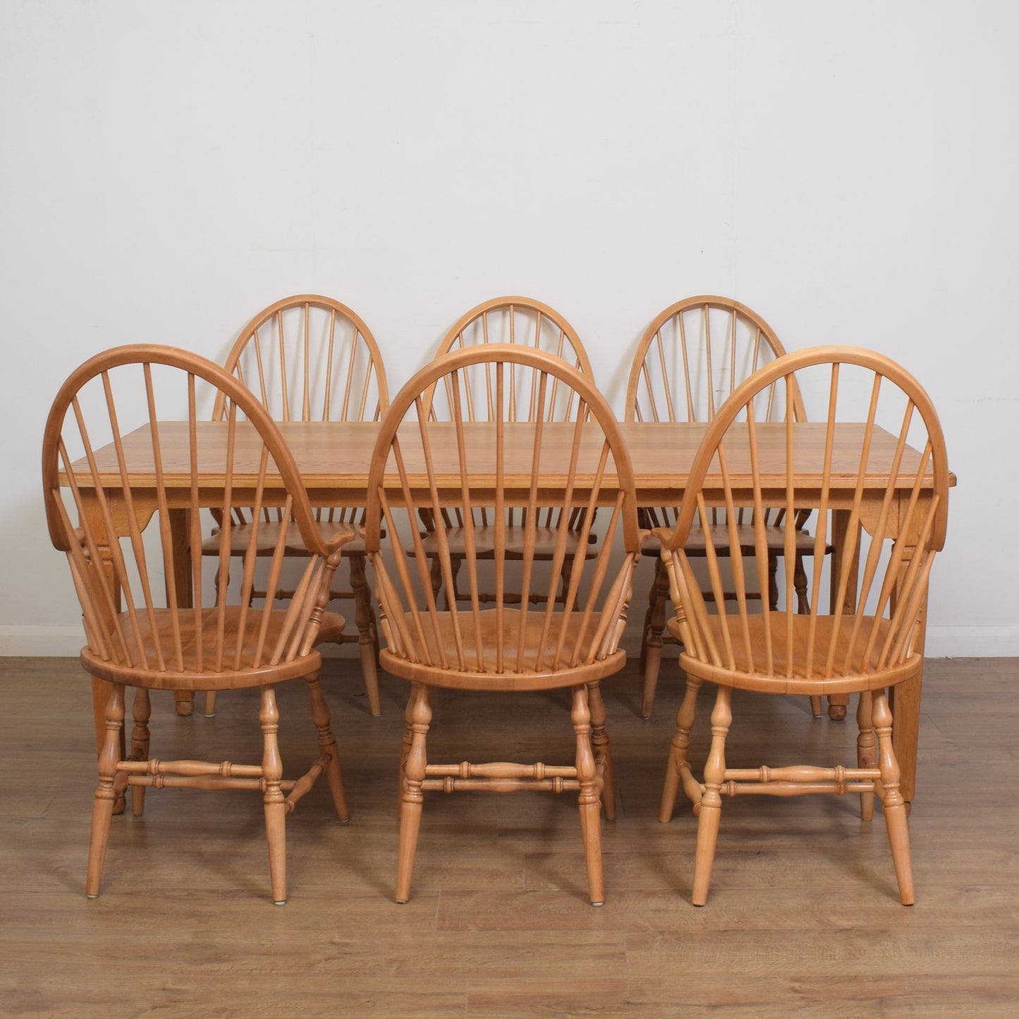 Windsor Style Oak Table And Six Chairs