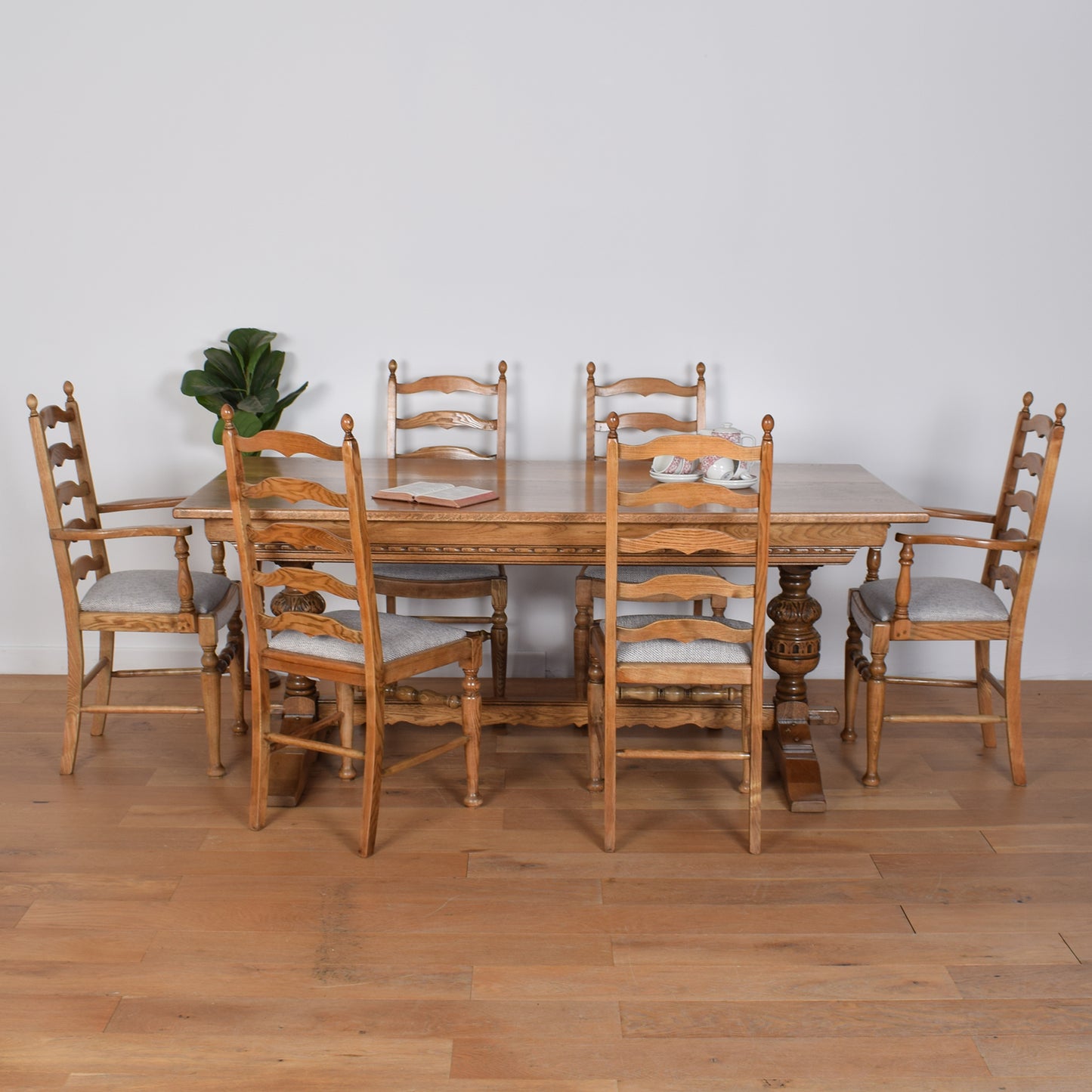 Oak Dining Table with Six Chairs