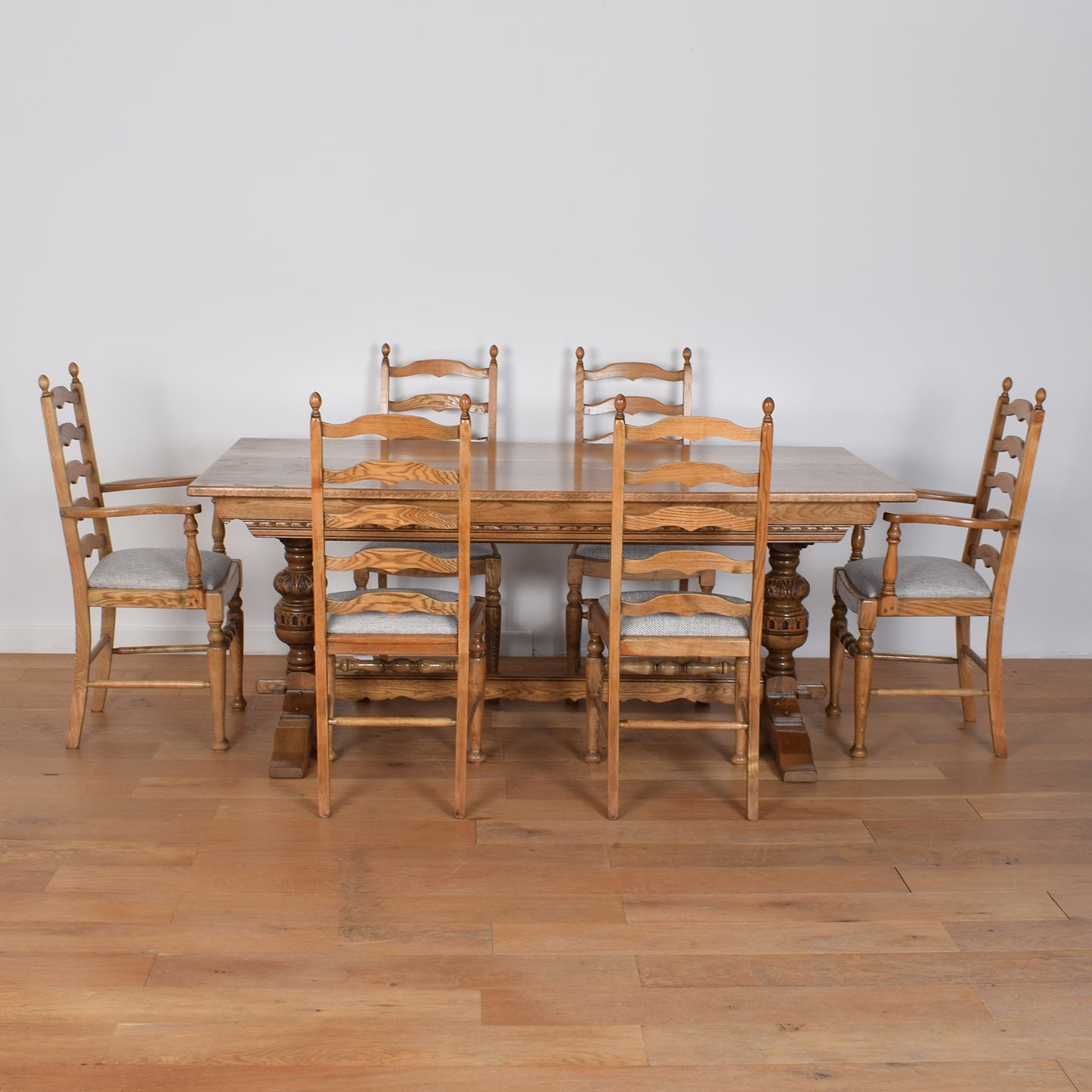 Oak Dining Table with Six Chairs