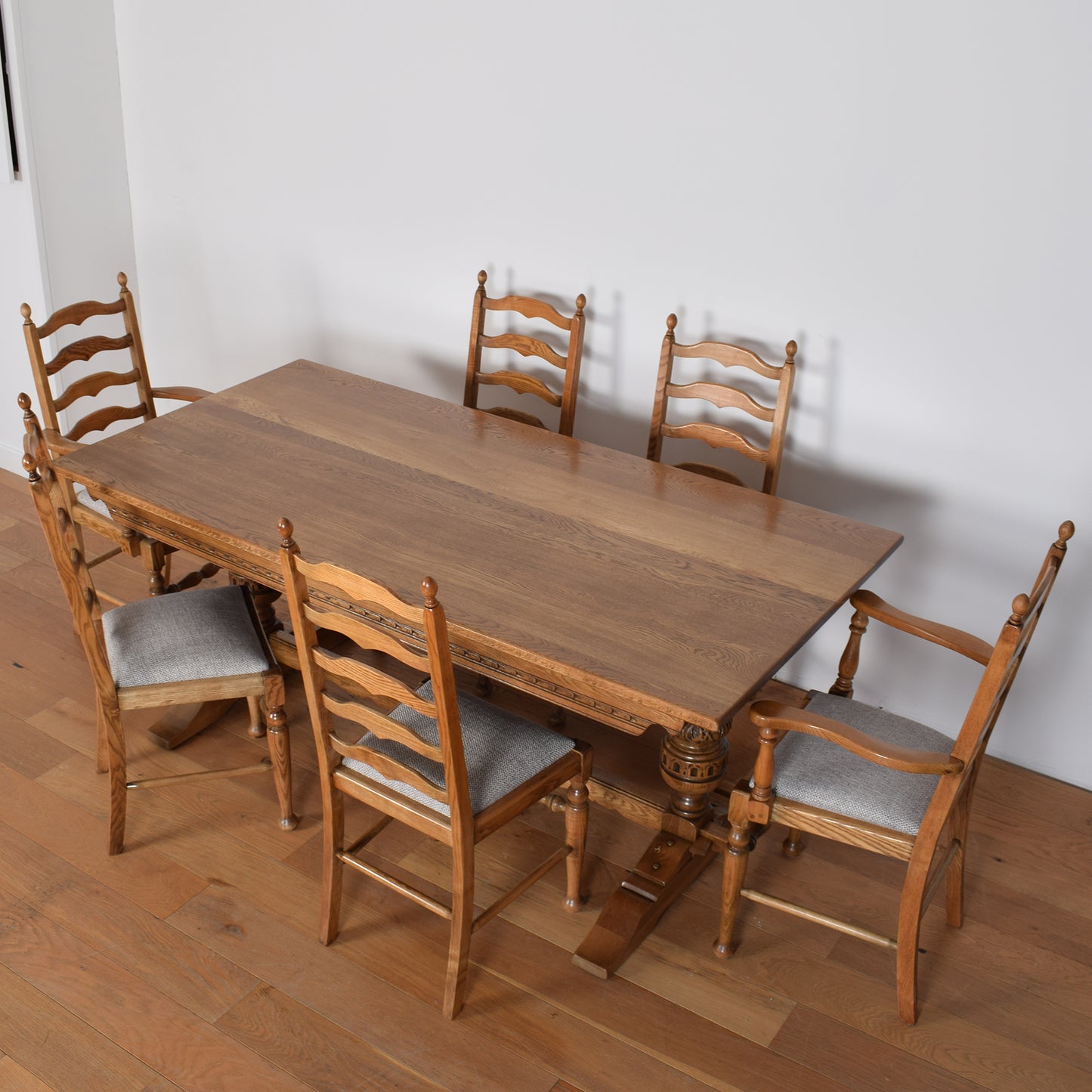 Oak Dining Table with Six Chairs